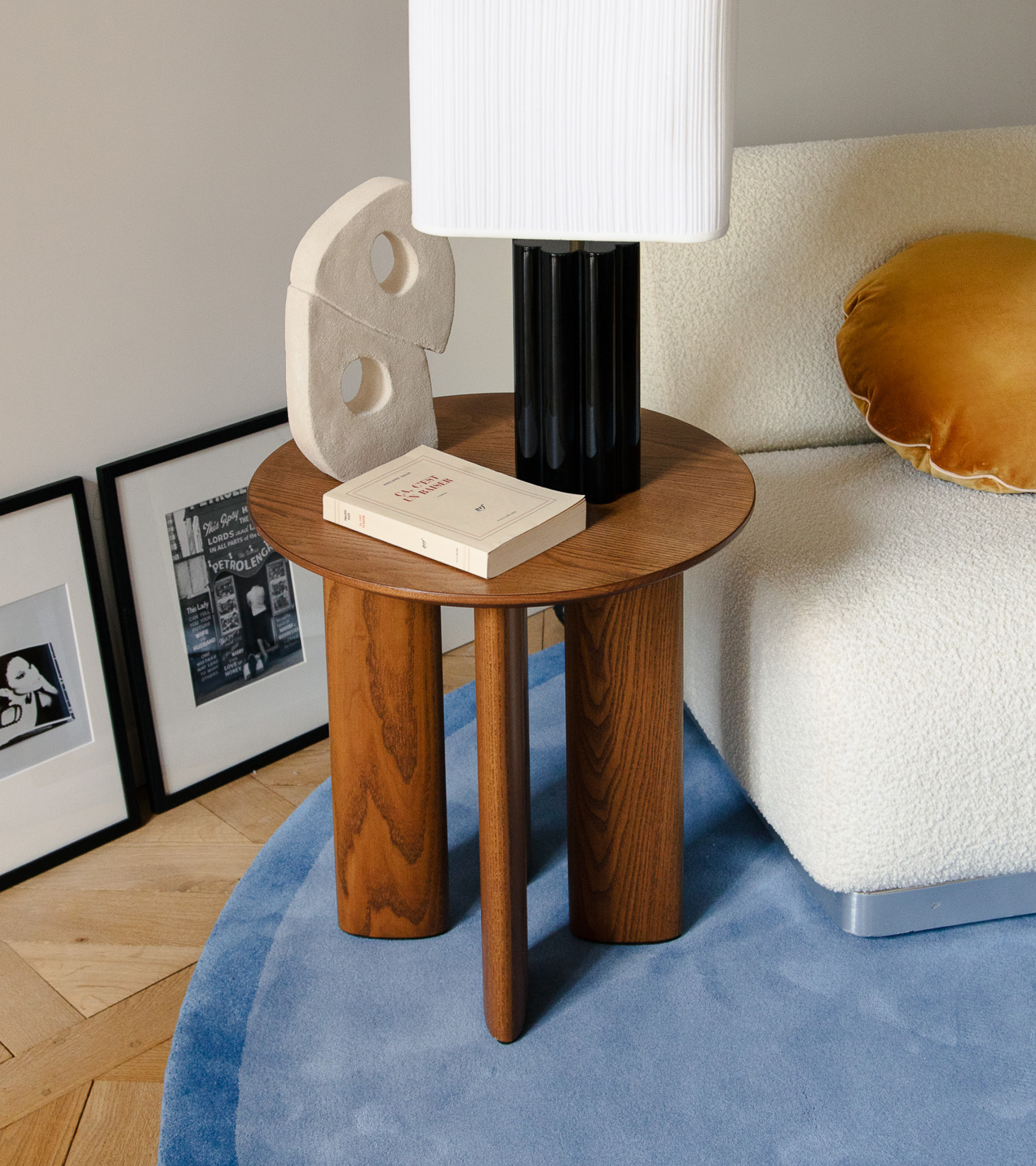 Side table in black lacquered beech wood - Carlotta - The