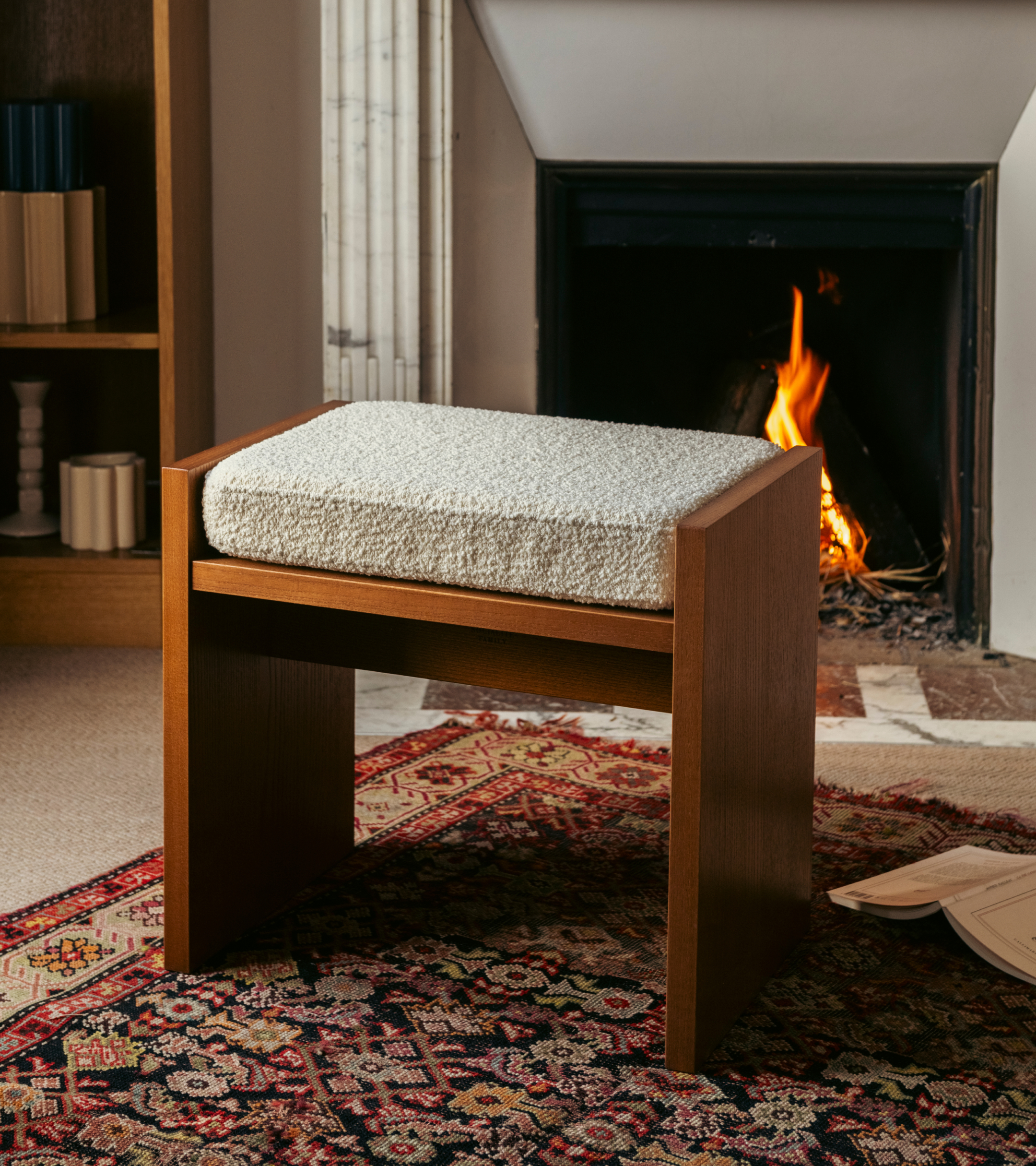 Stool With Curly wool Cushion - Chiesa - The Socialite Family