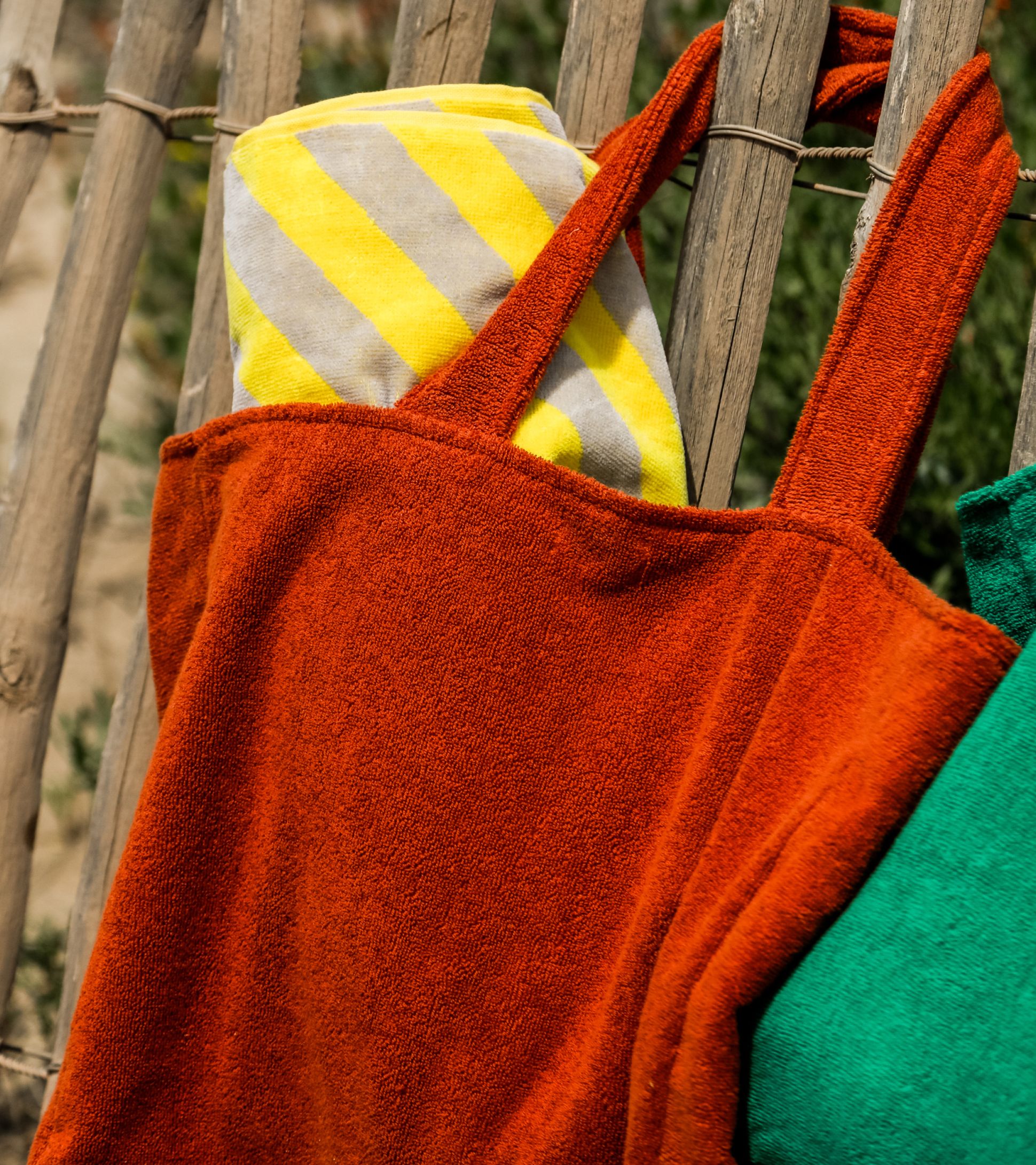 tote bag maremma brique et serviette acqua