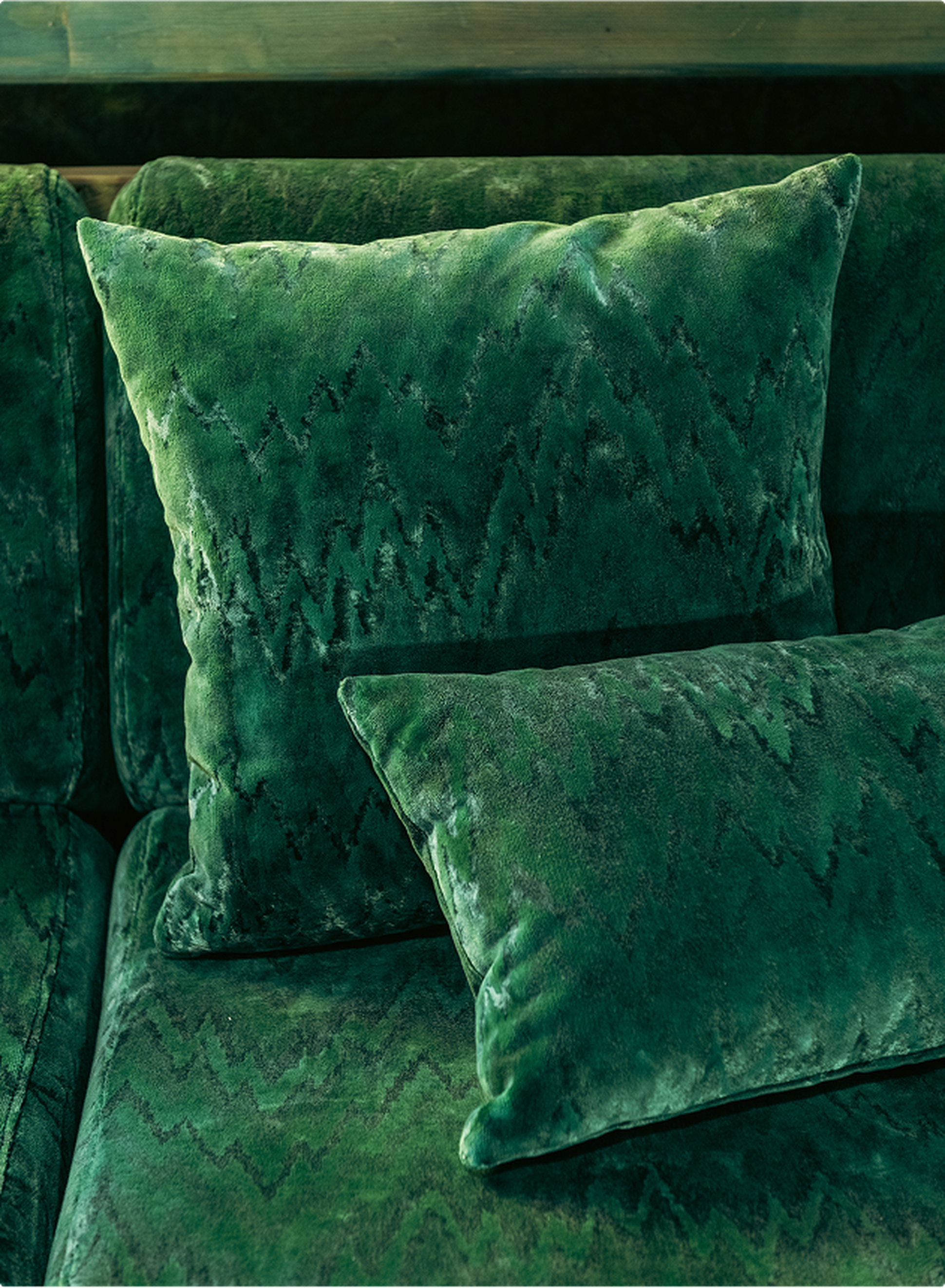 Coussins velours verts