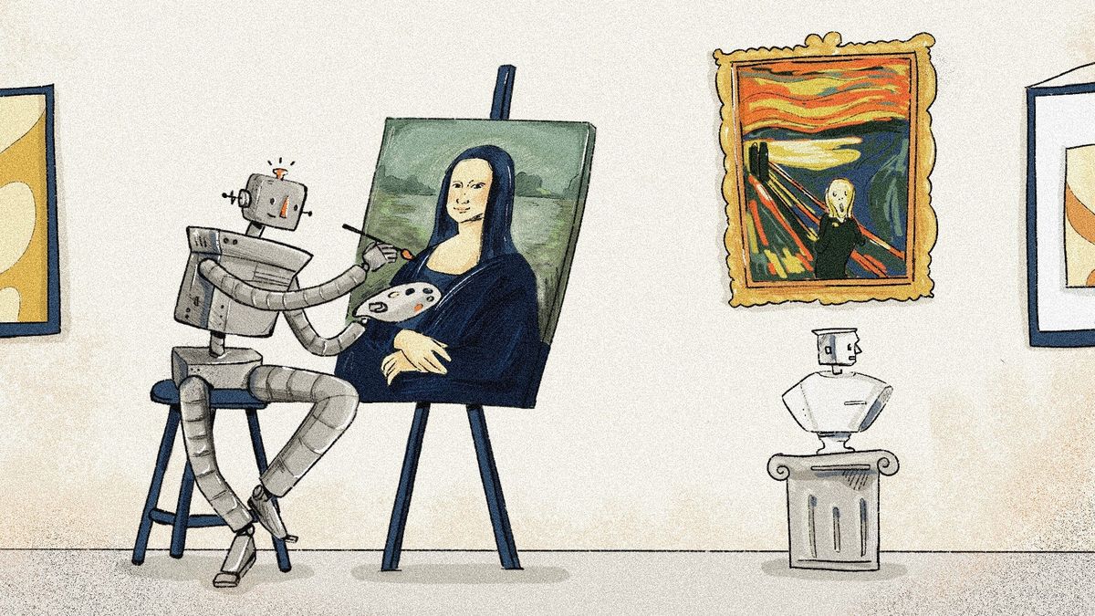 Roboter paint Mona Lisa of Leonardo da Vinci