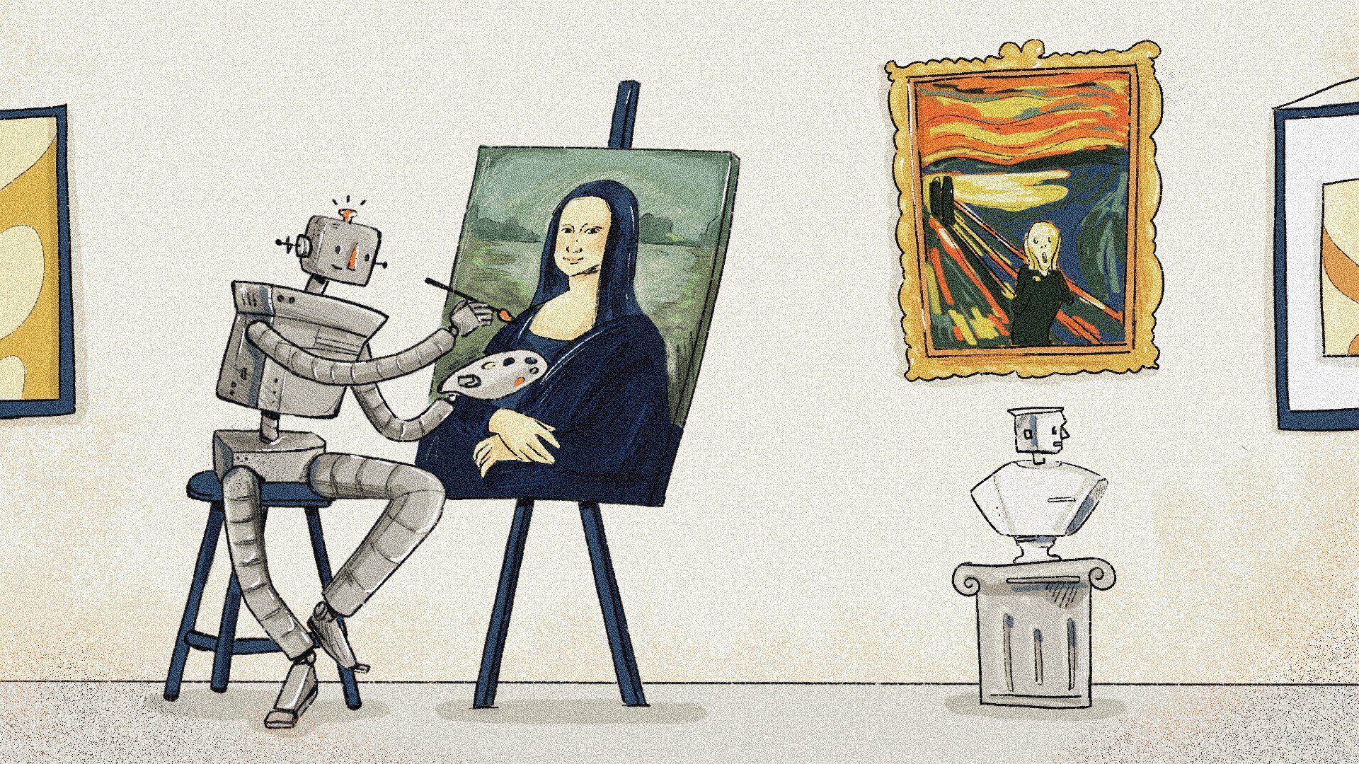 Roboter paint Mona Lisa of Leonardo da Vinci