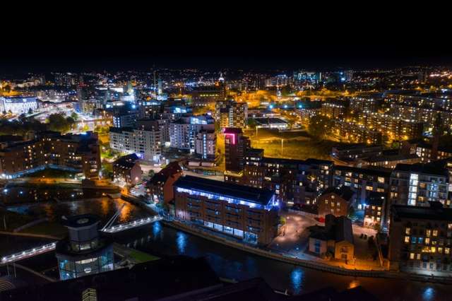Leeds aerial view at night time