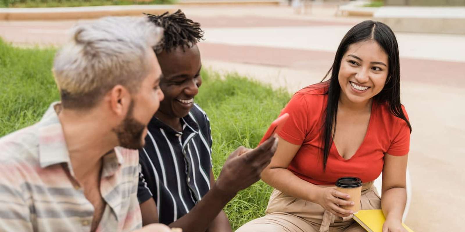 Friends having fun and socialising outside