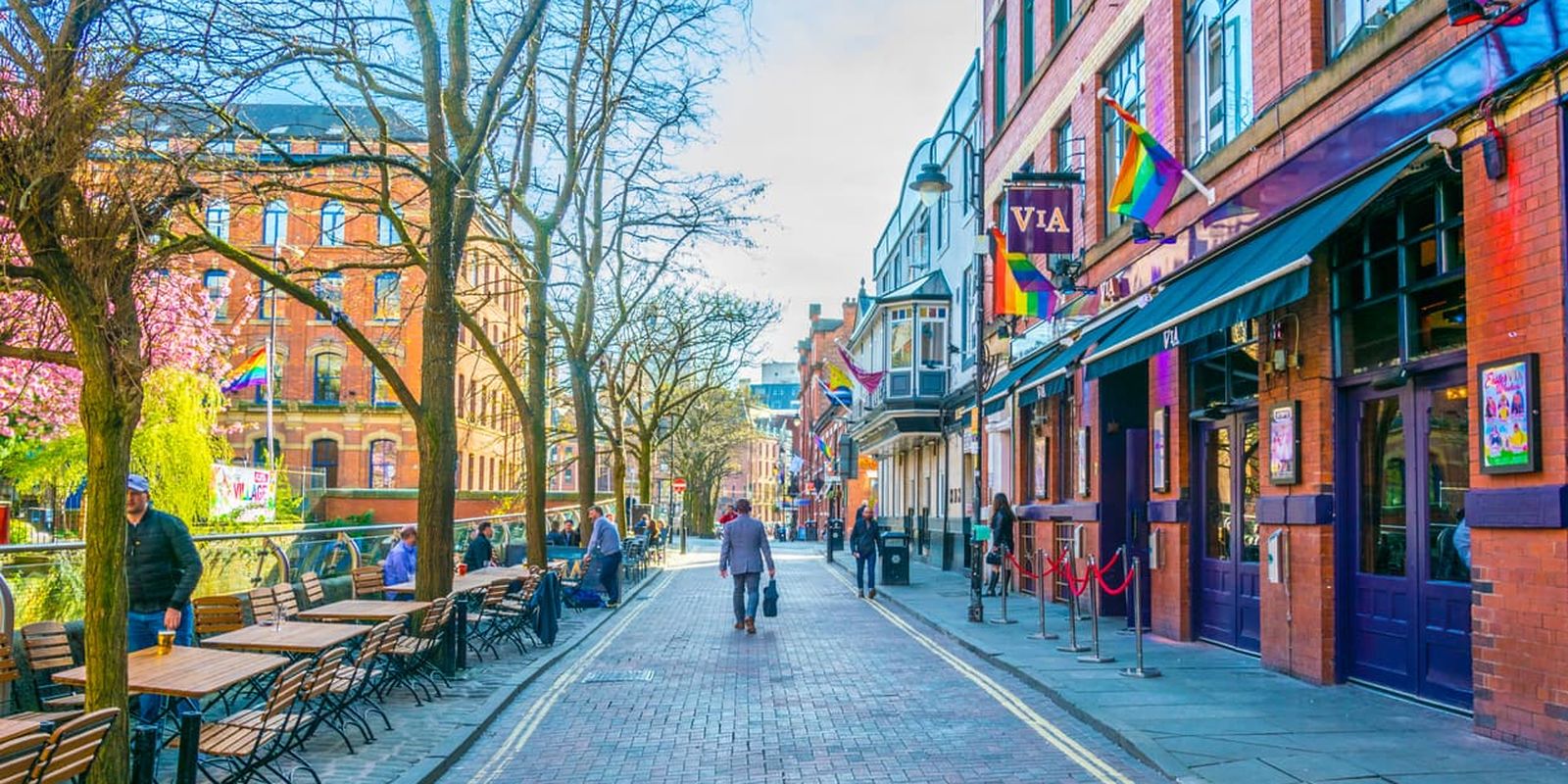 Gay village alongside Canal street in Manchester