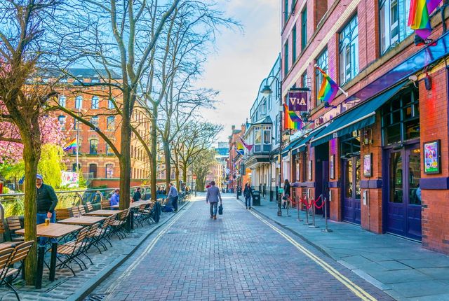 Gay village alongside Canal street in Manchester