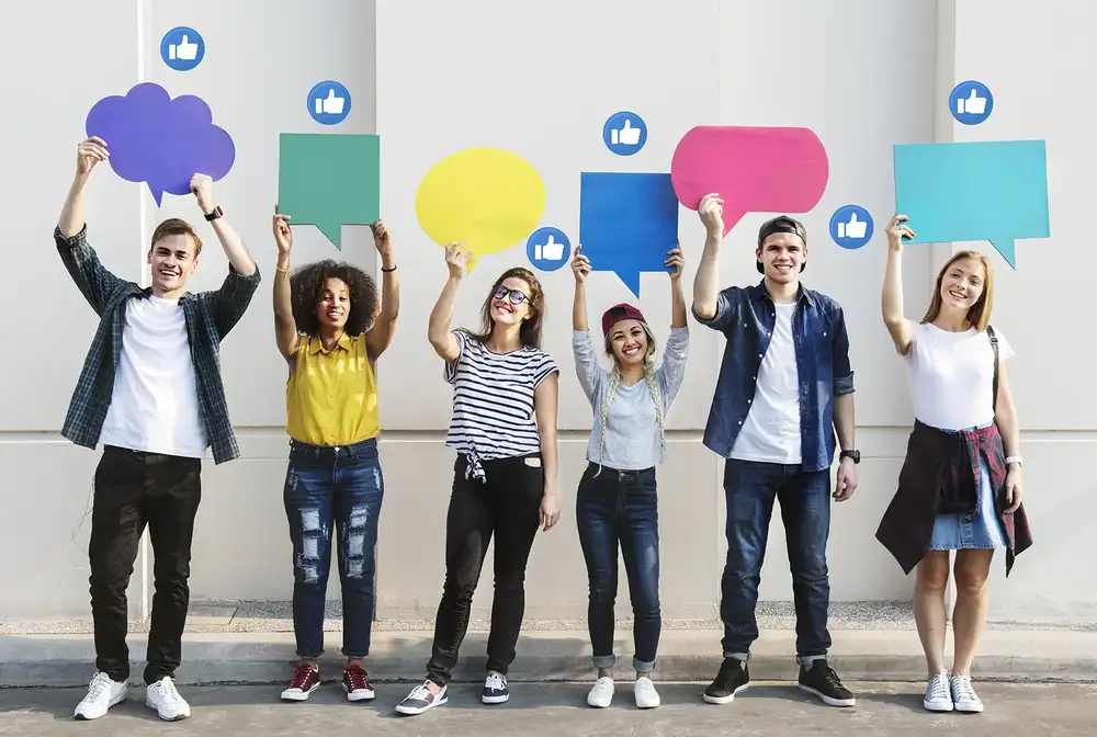 teens holding text boxes