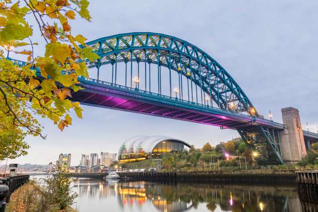 Scenic shot of tyne bridge with lights