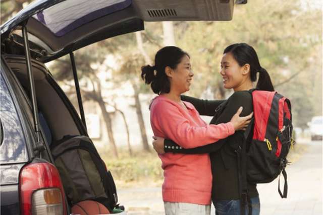 Student hugging mum