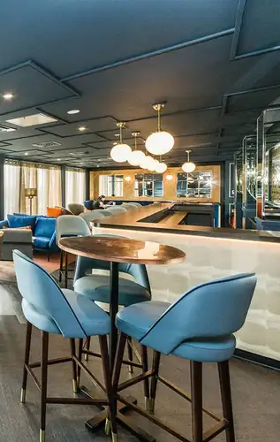 Student accommodation shared living space bar area