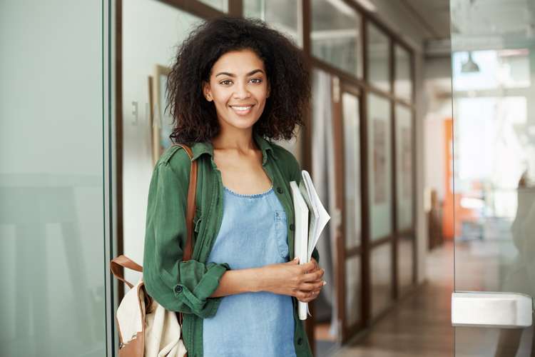 Close up of a smiling student