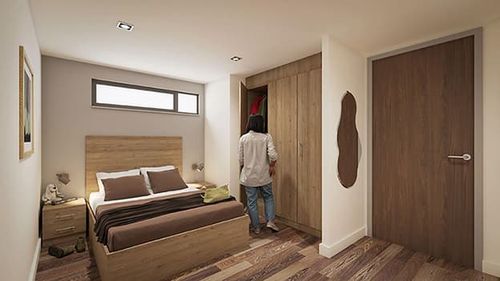 cardiff accomodation bedroom with lots of wooden features