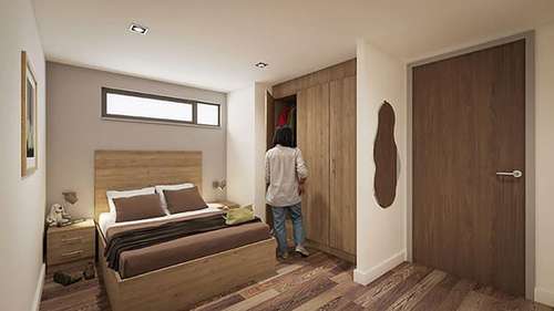 cardiff accomodation bedroom with lots of wooden features