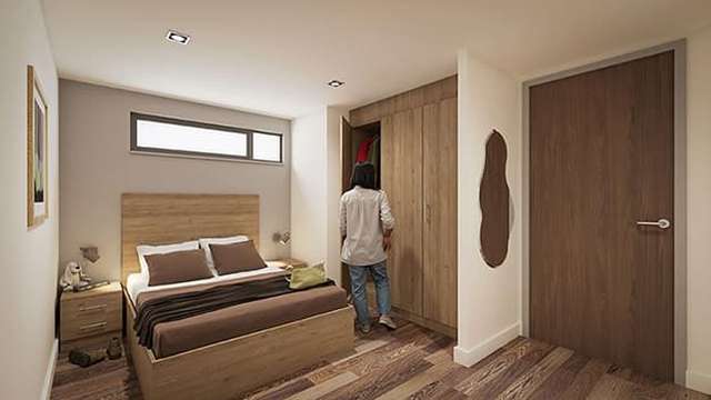 cardiff accomodation bedroom with lots of wooden features
