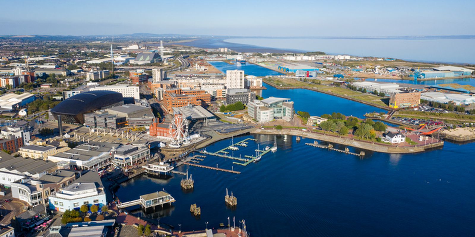 Aerial view of Cardiff Bay
