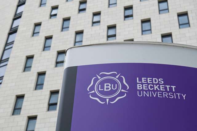 Leeds Beckett University Purple Sign