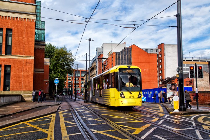 Manchester Metrolink tram passes law courts