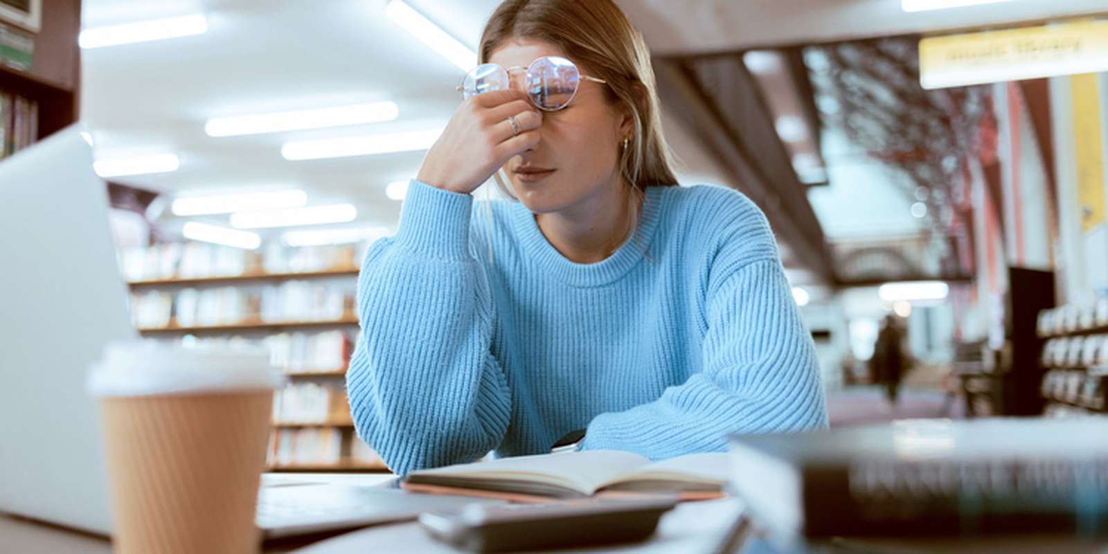 Student in the  library