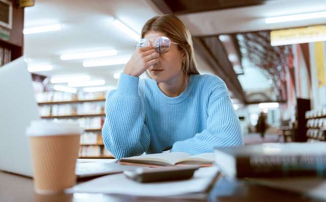 Student in the  library