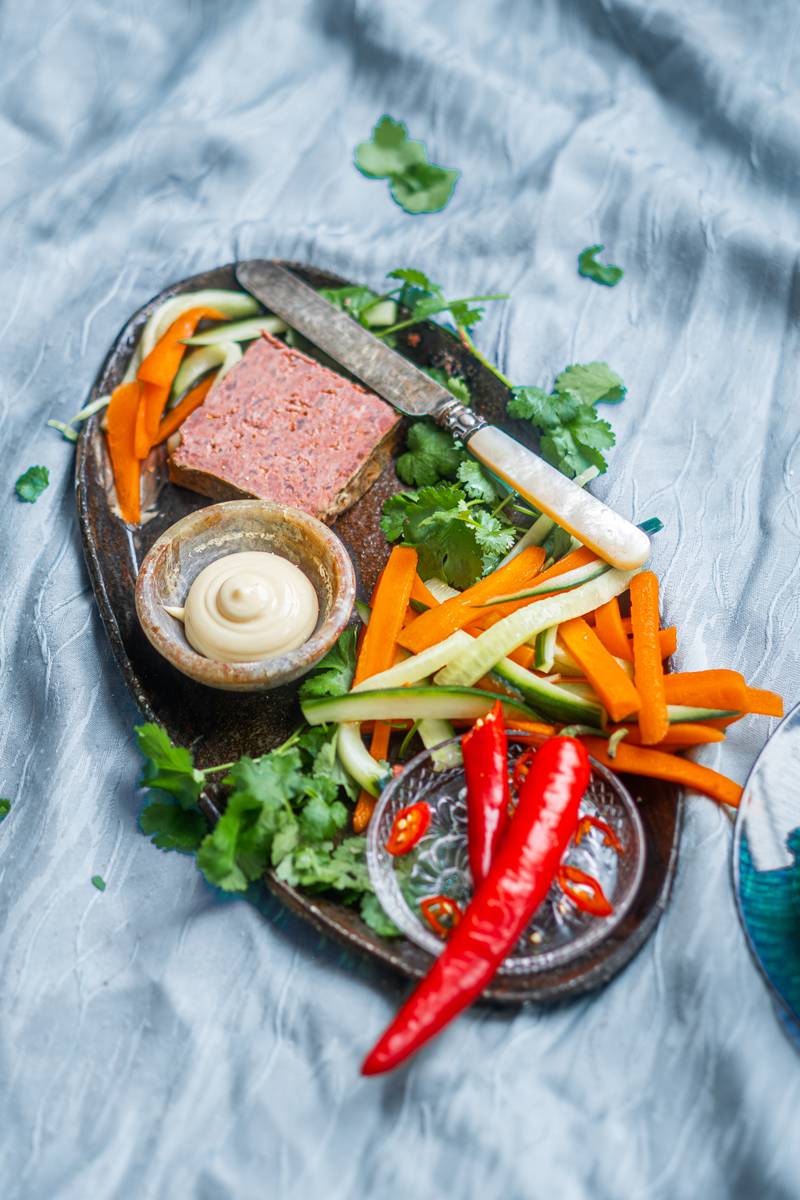 Ingrediënten voor banh mi (foodfotografie en receptontwikkeling)