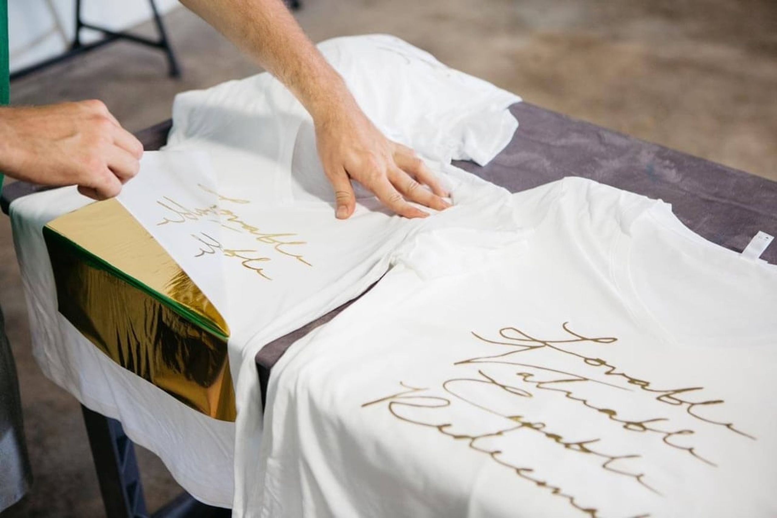 A gold foil design is revealed 