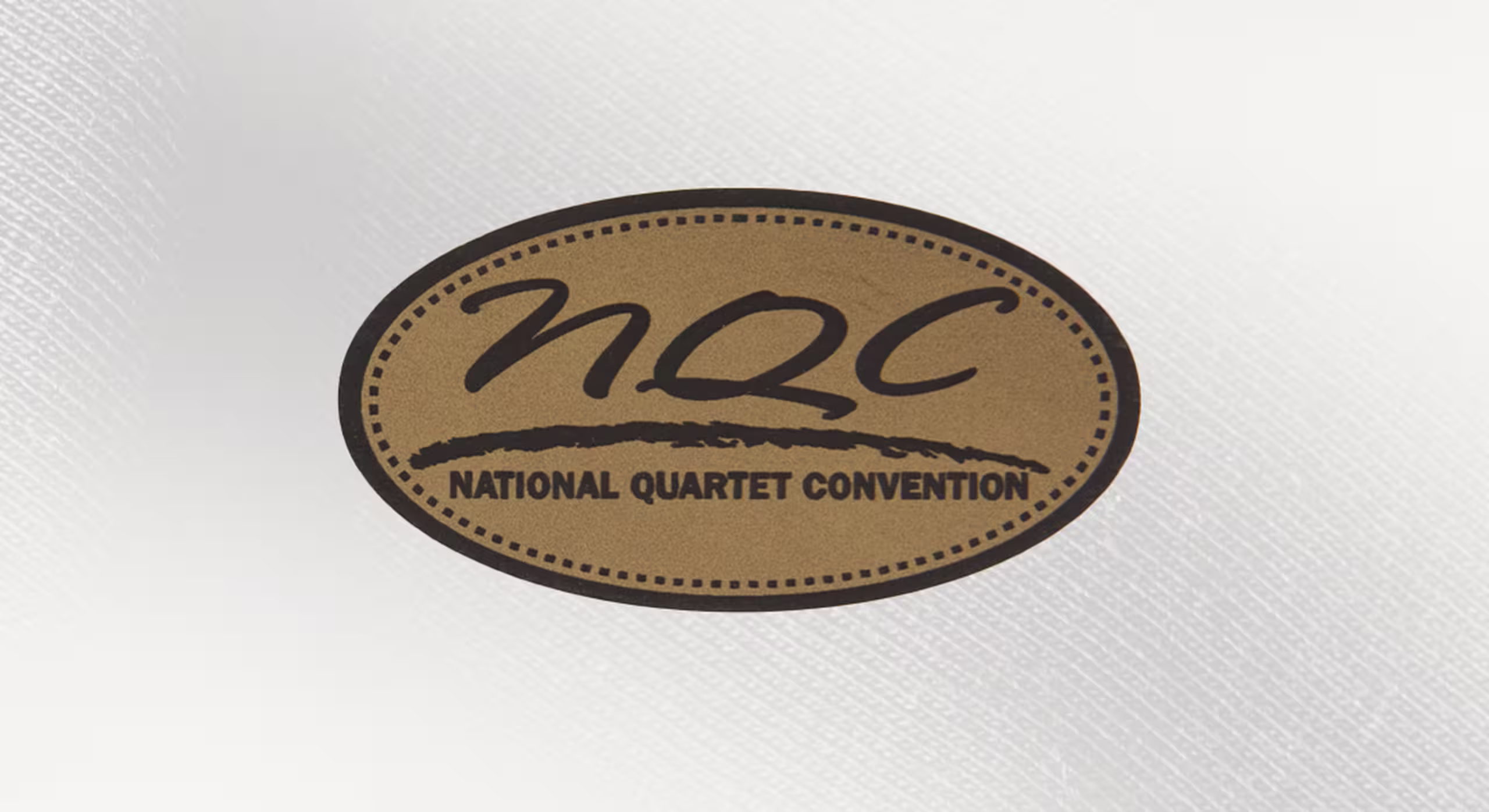 a sandstone leather oblong circle patch