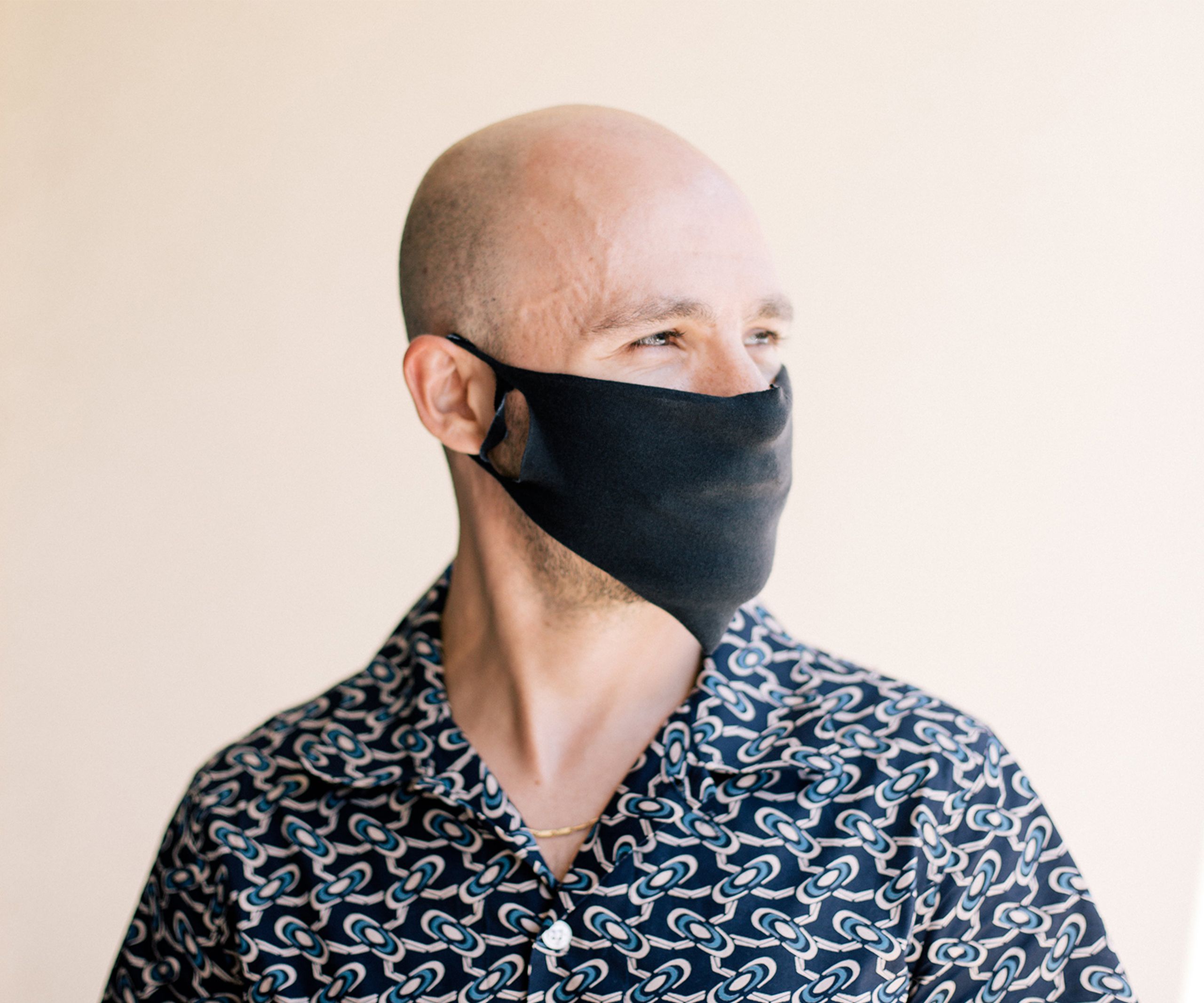 man wearing a fabric mask