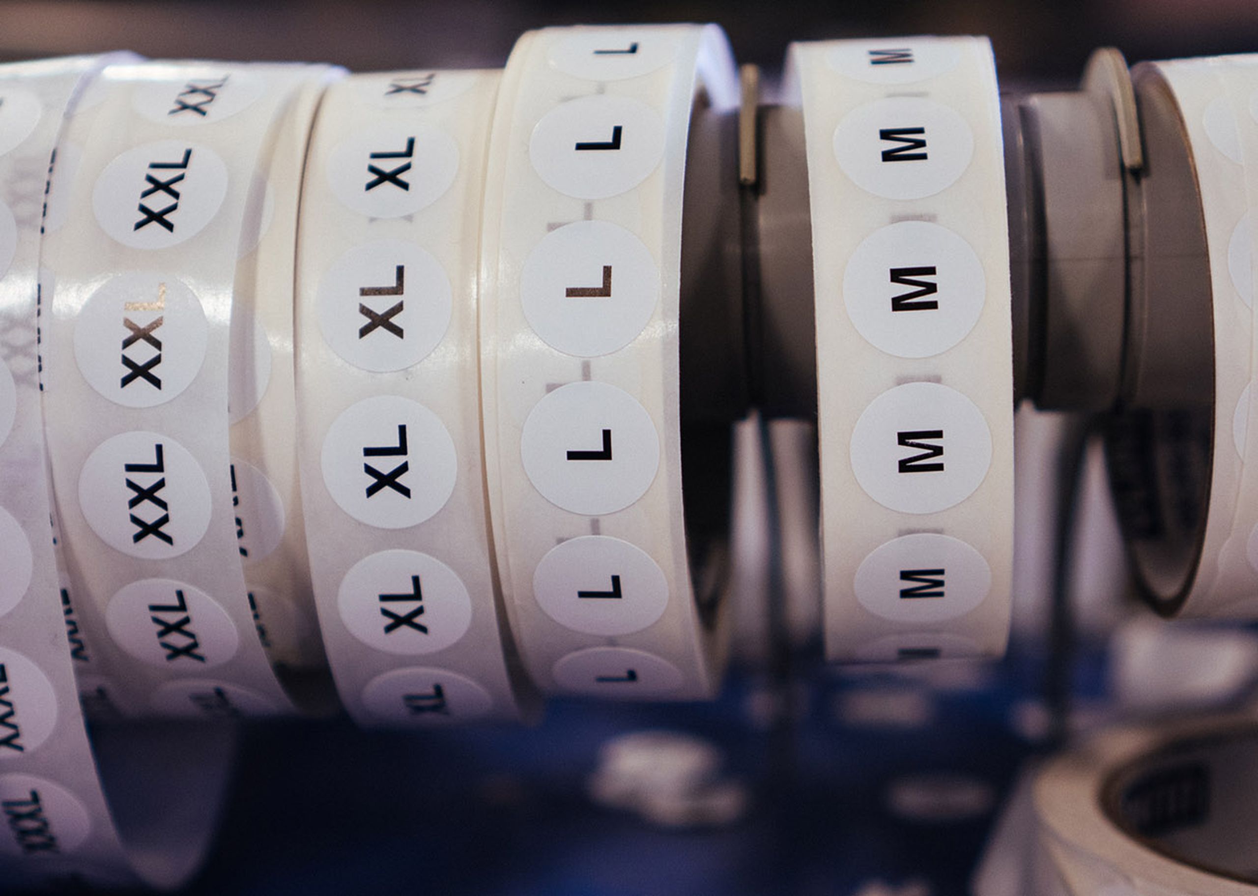 rolls of size stickers