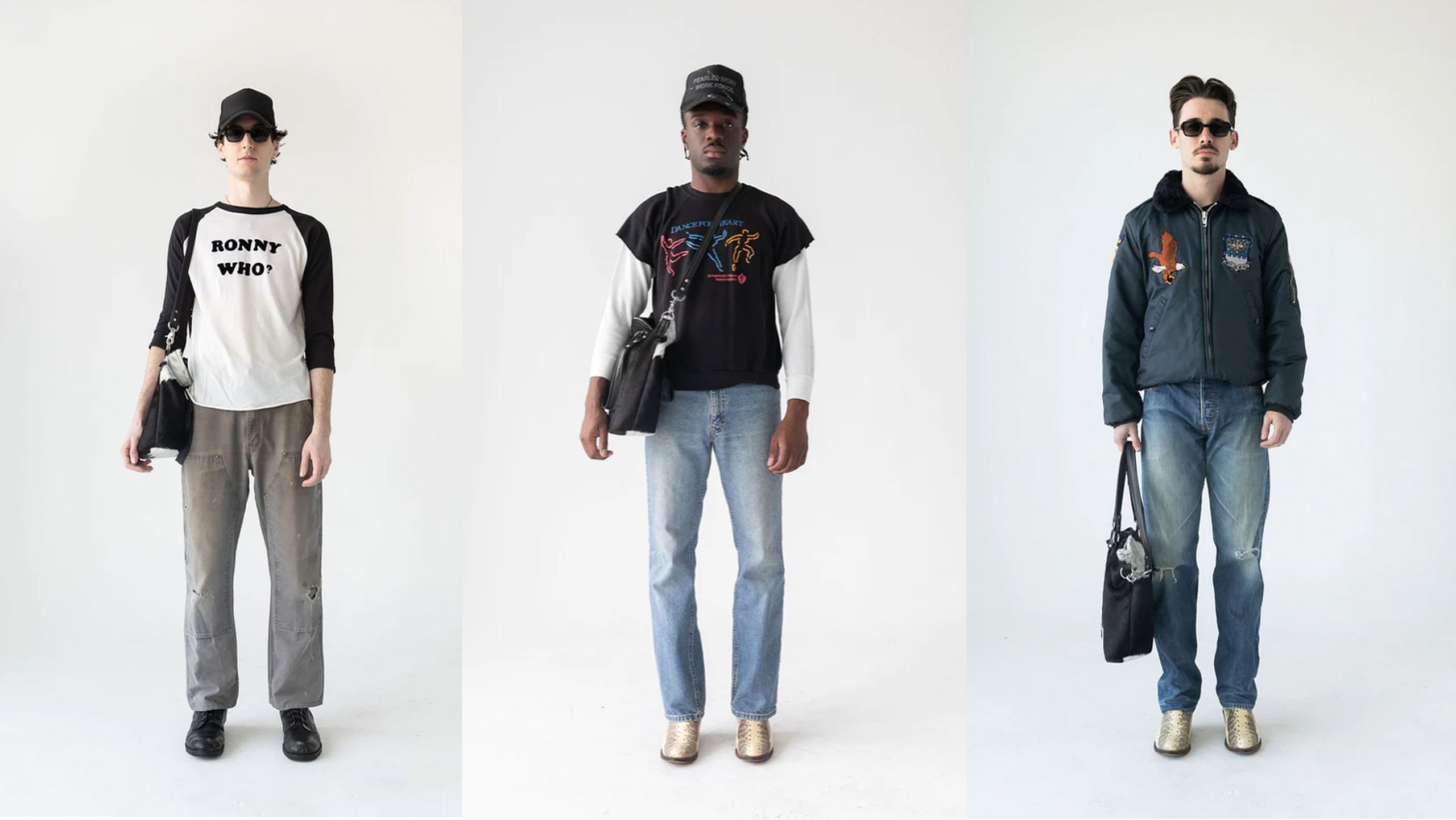 three models modeling different outfits