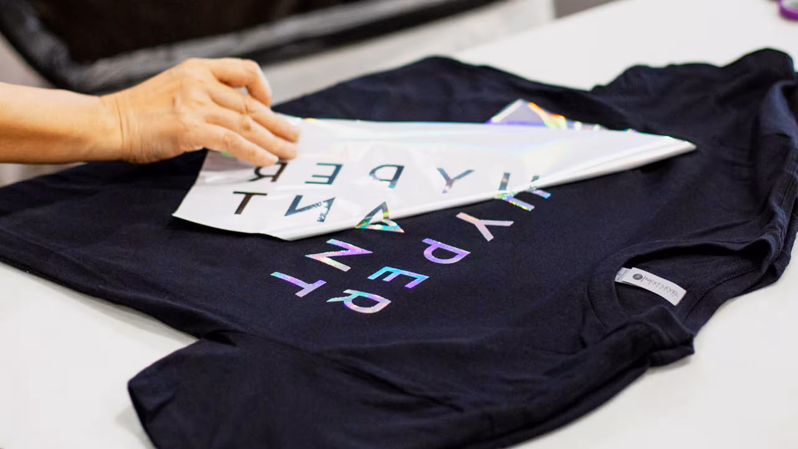 Black shirt with foil printing