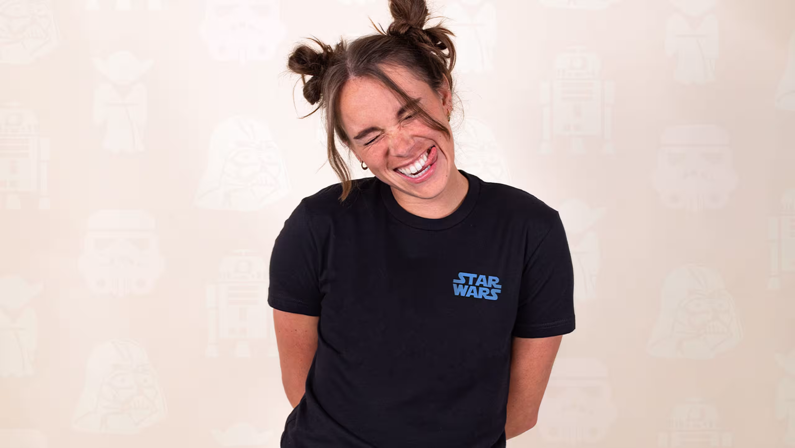 girl wearing a star wars shirt