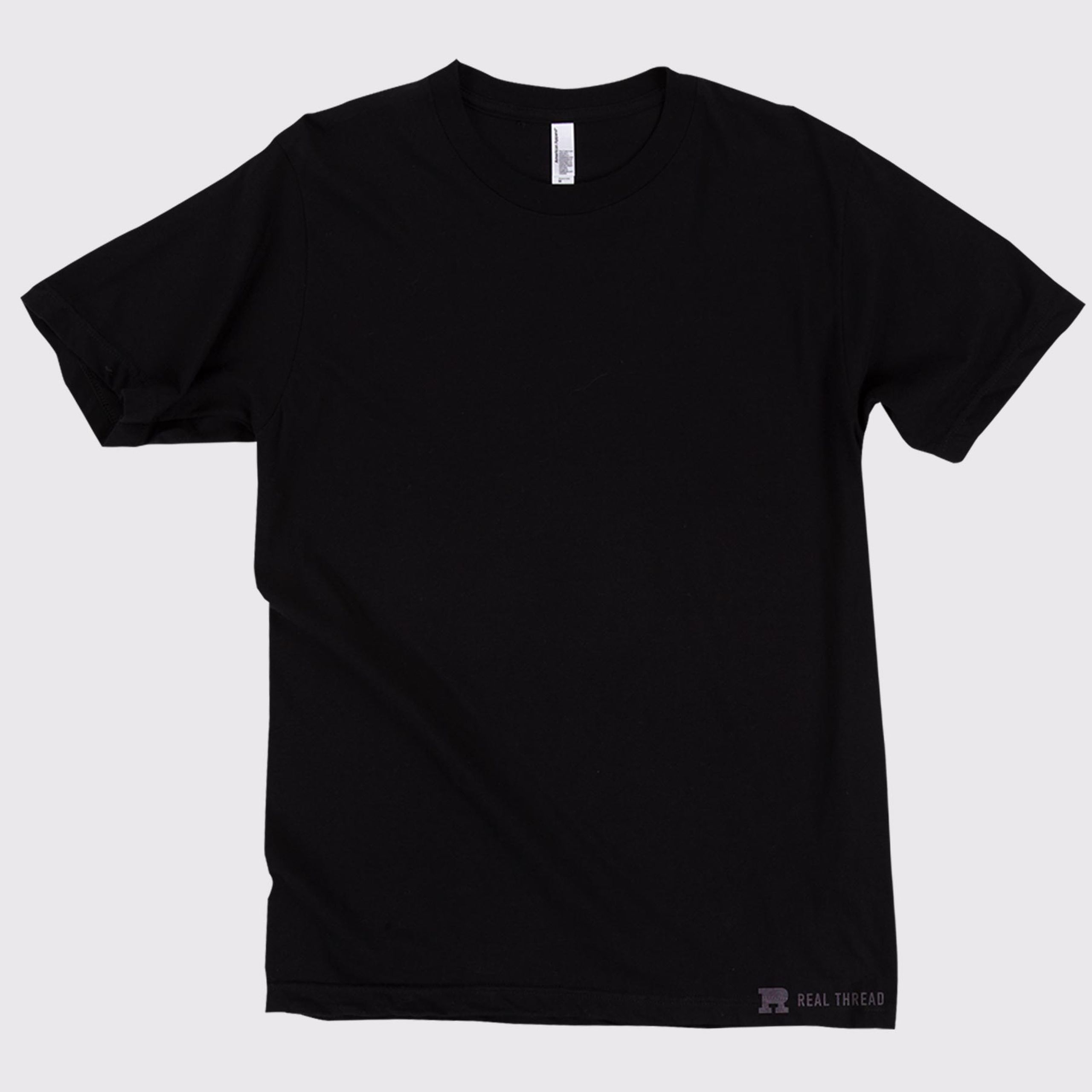 black t-shirt laying flat