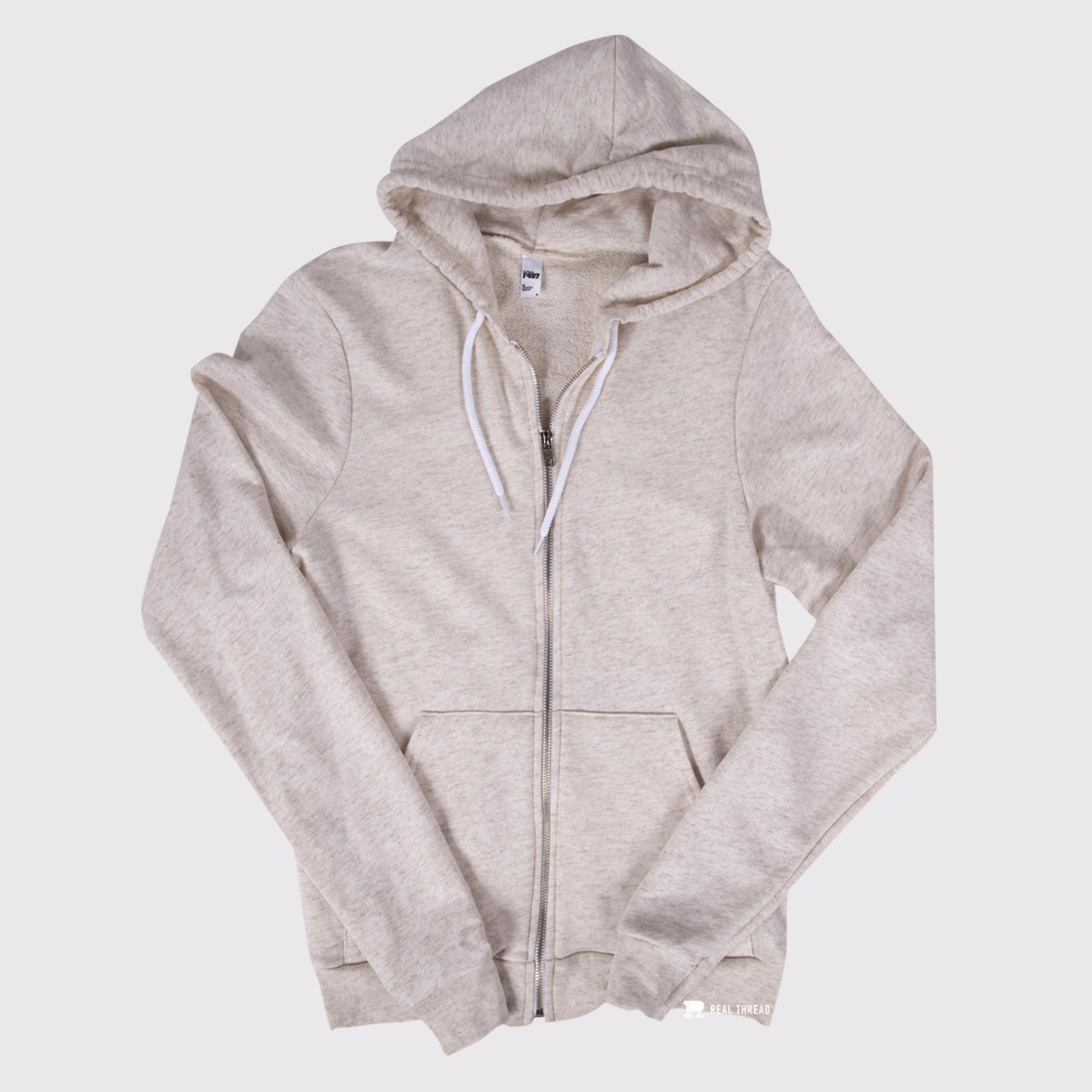 light tan zip-up hoodie laying flat