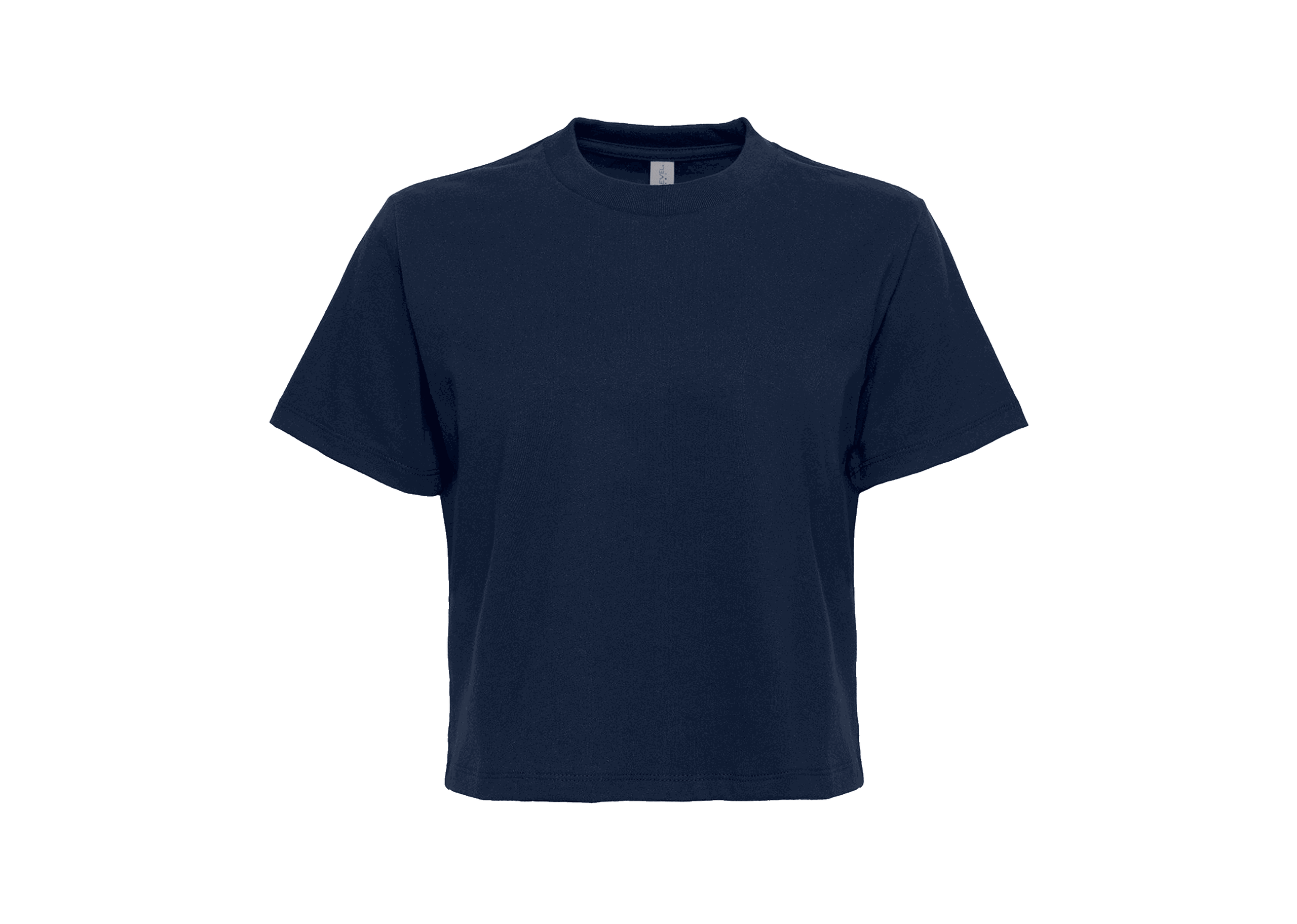 flat of a navy next level apparel women's heavyweight boxy t-shirt