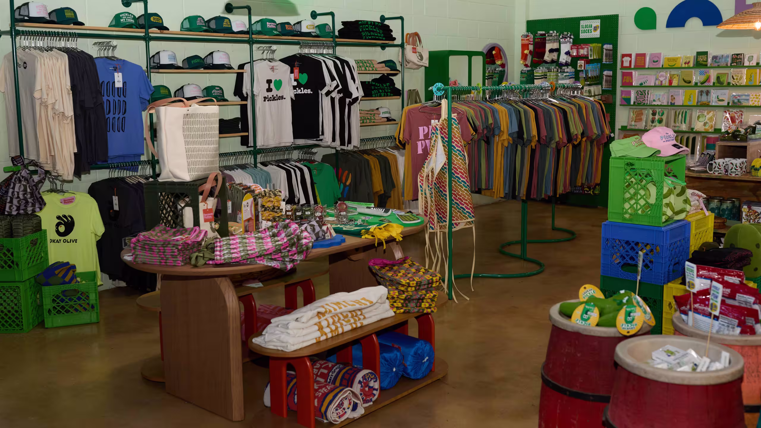 clothing section of the Pickle Factory store