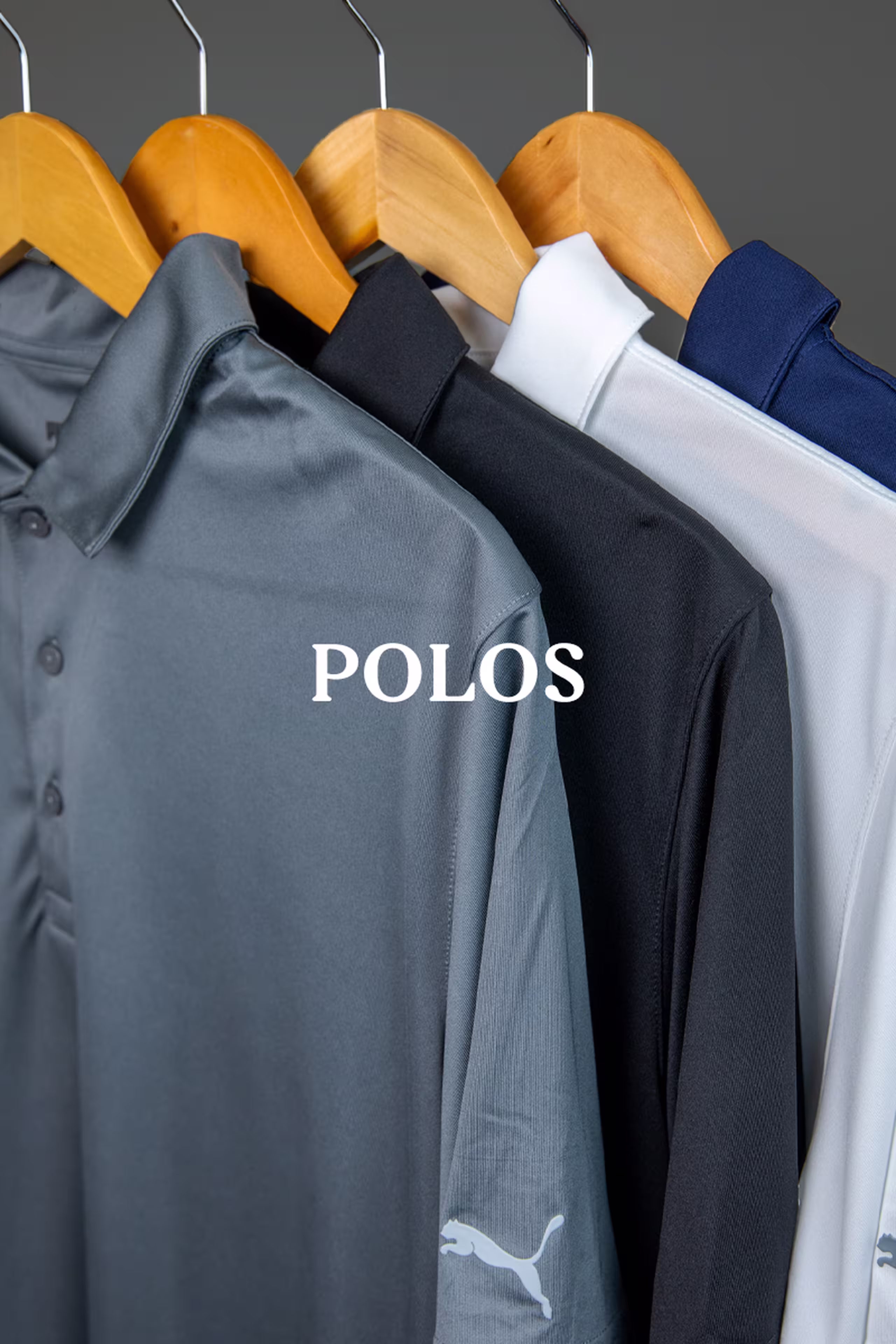 polos, collection of polos hanging on hangers