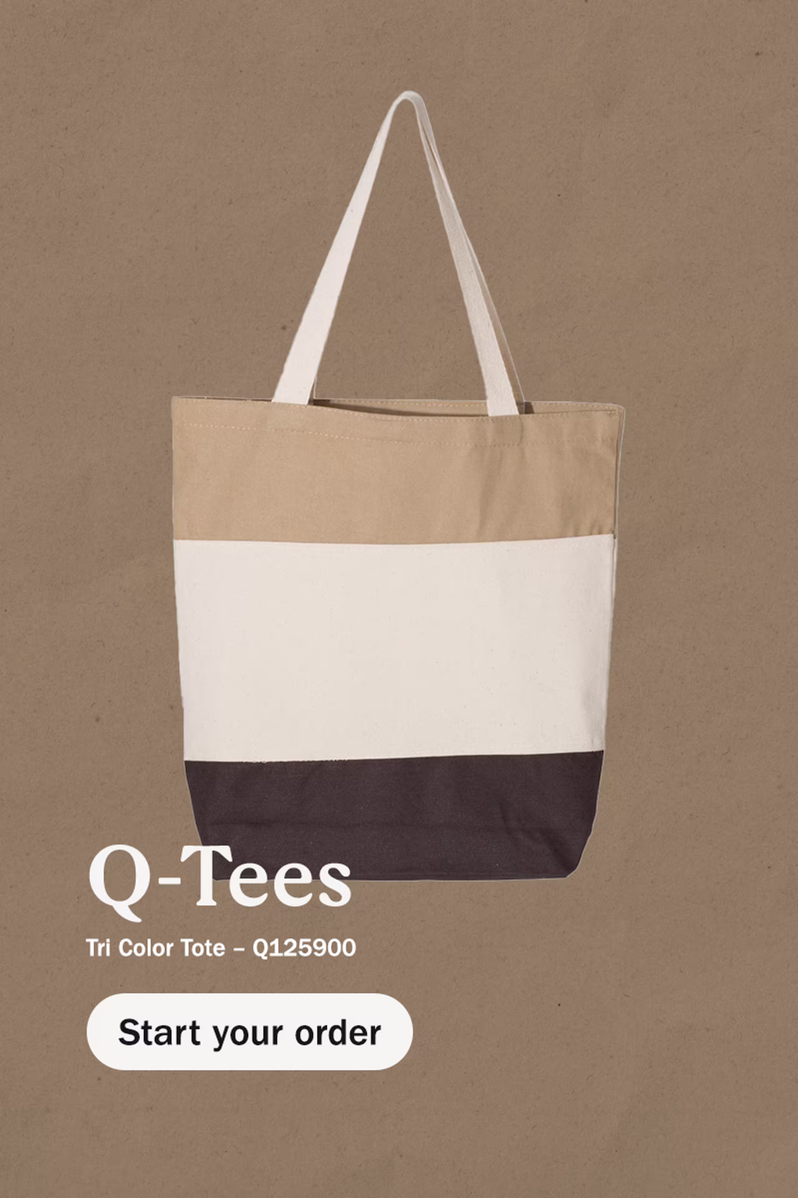 tan, white, brown tote bag - Q-Tee Tri Color Tote – Q125900 - start your order