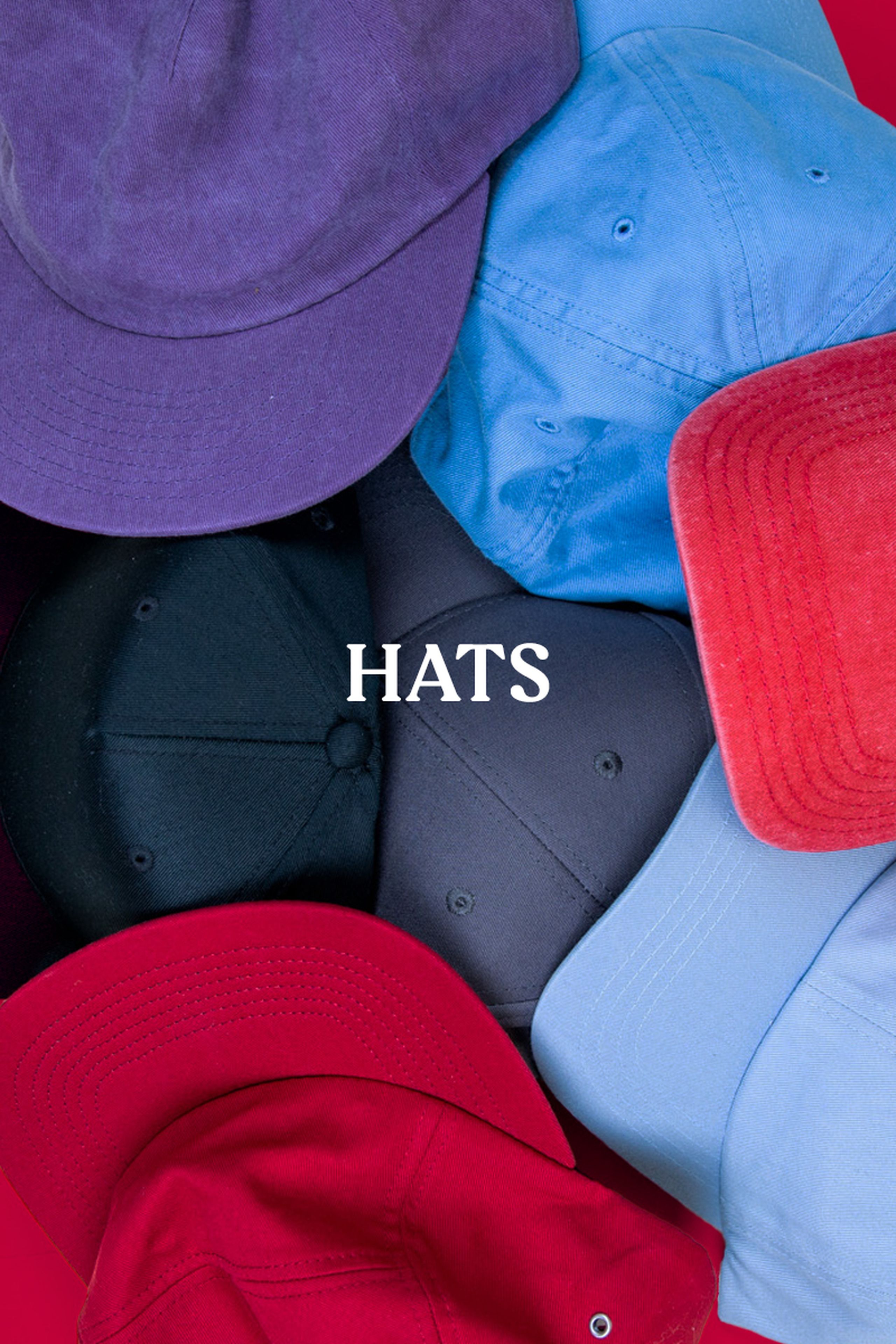 Hats - close-up of different color hats