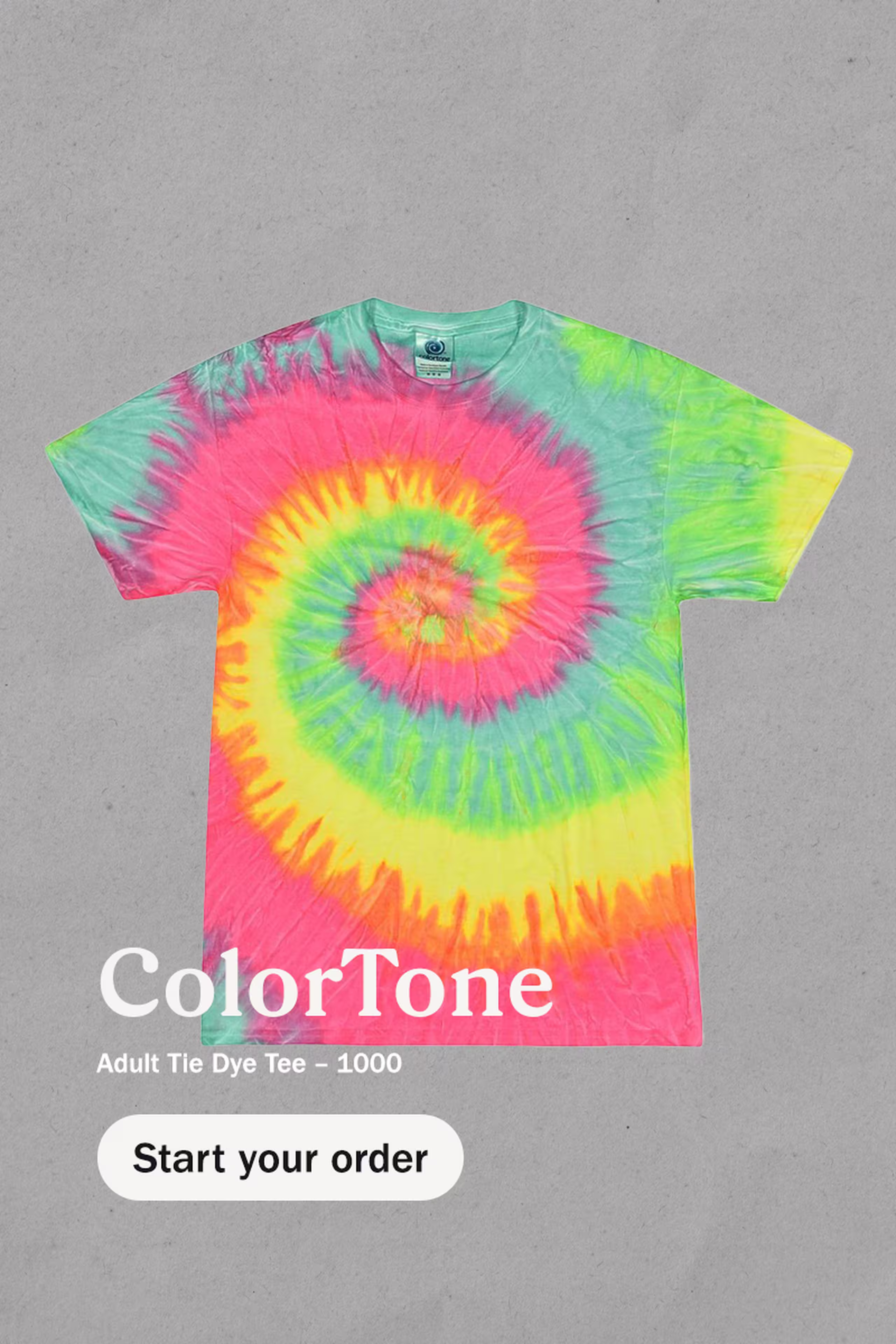 flat tie-dyed t-shirt - colortone Adult Tie Dye Tee – 1000 - start your order