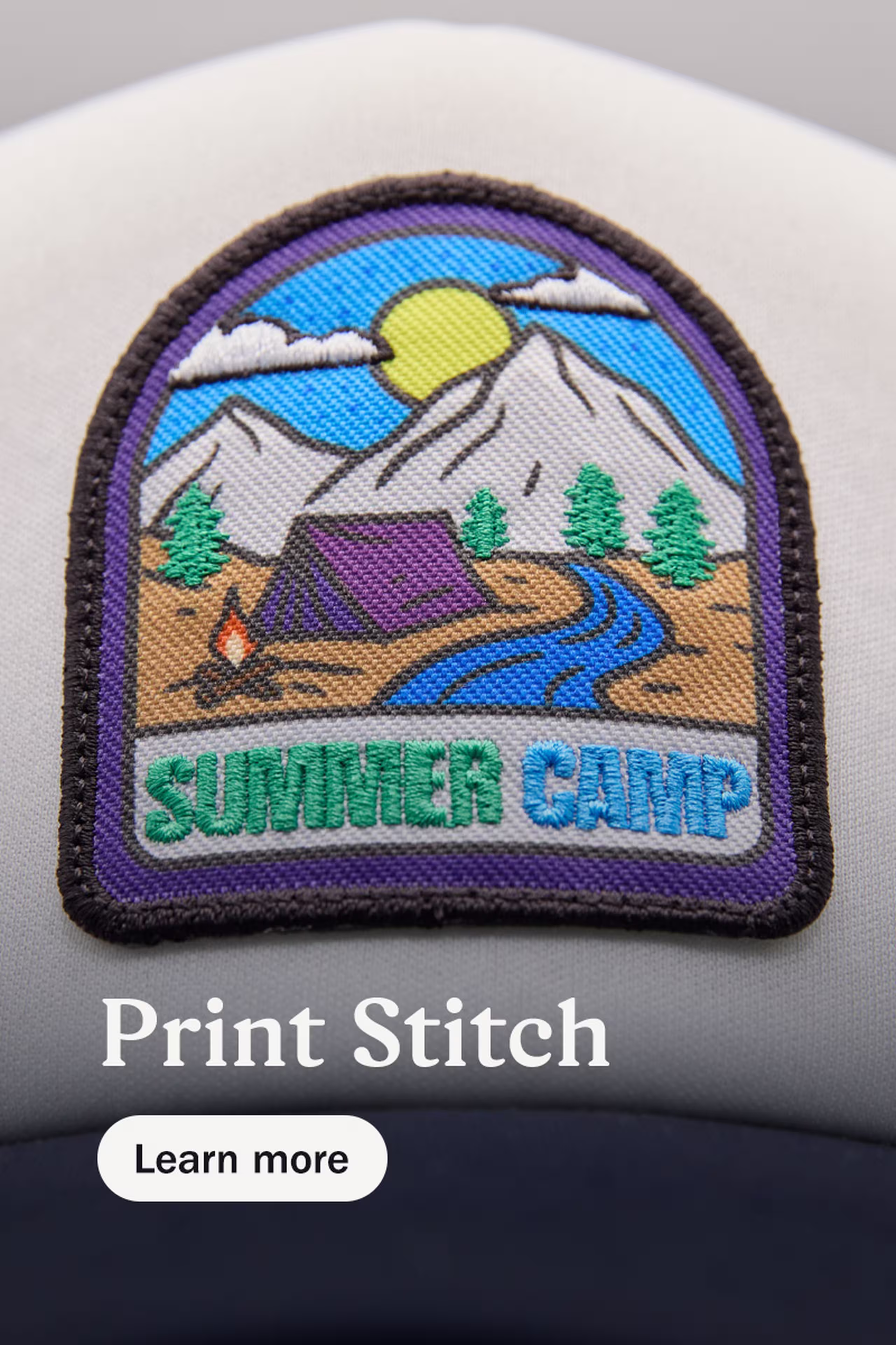 Print Stitch - Learn more - camp scape print stitch patch