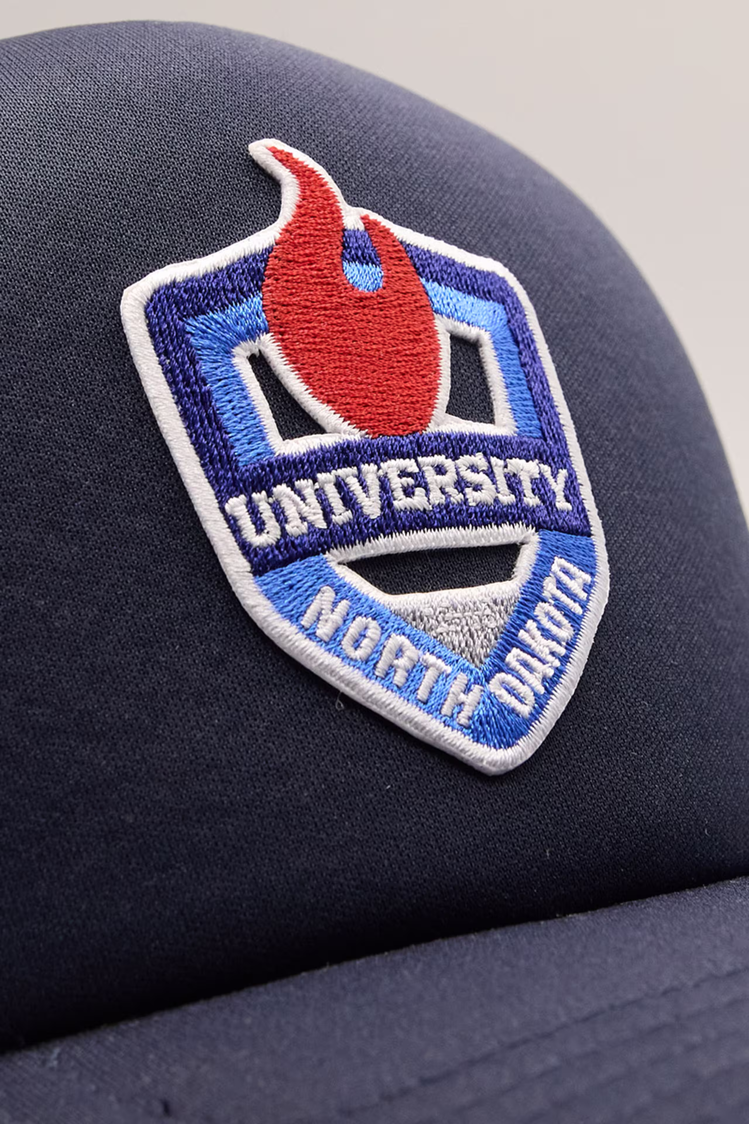 Close-up of the University of north dakota embroidery patch