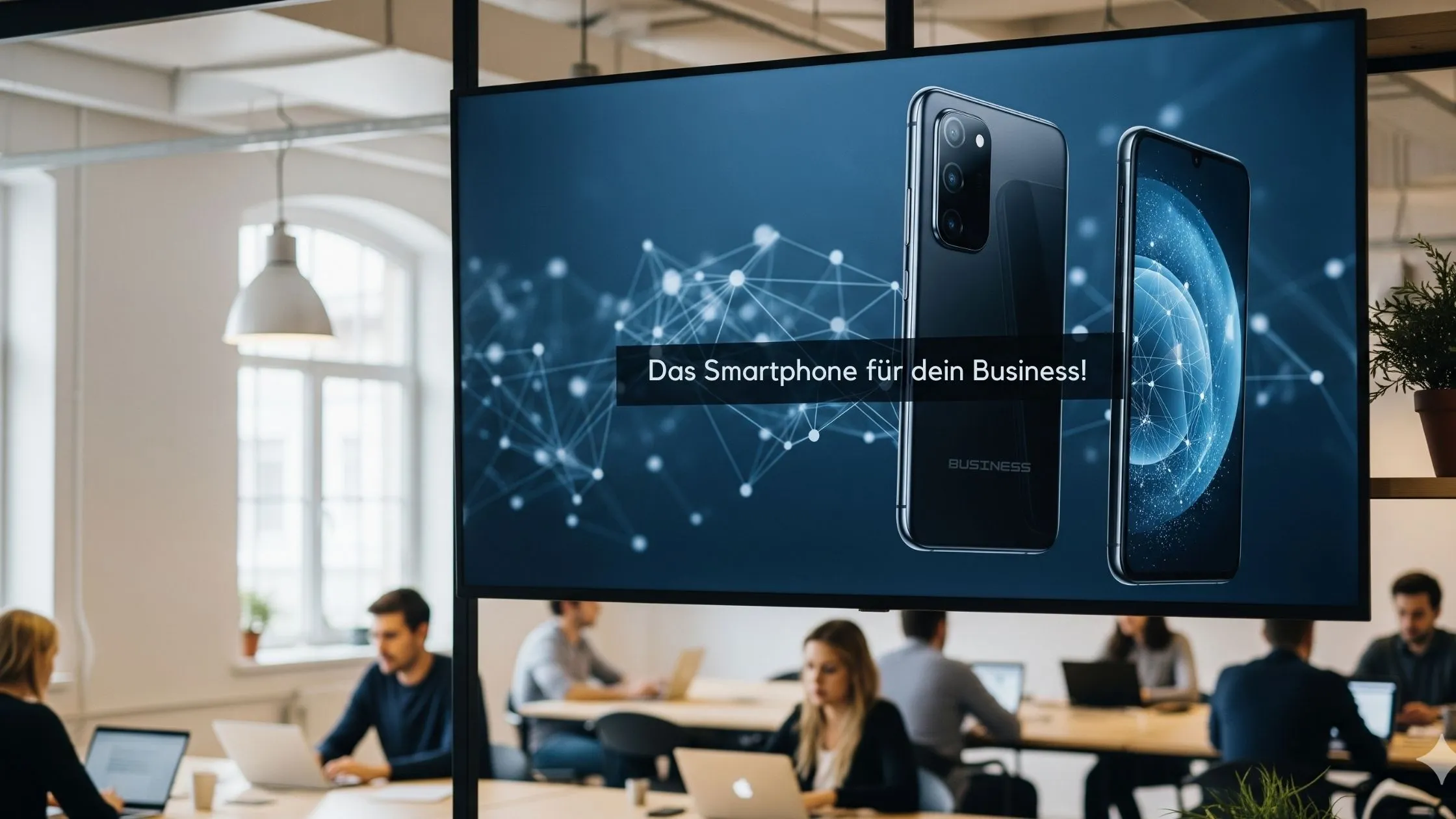 Smart Screen Werbung auf einem Display in einem Coworking-Space