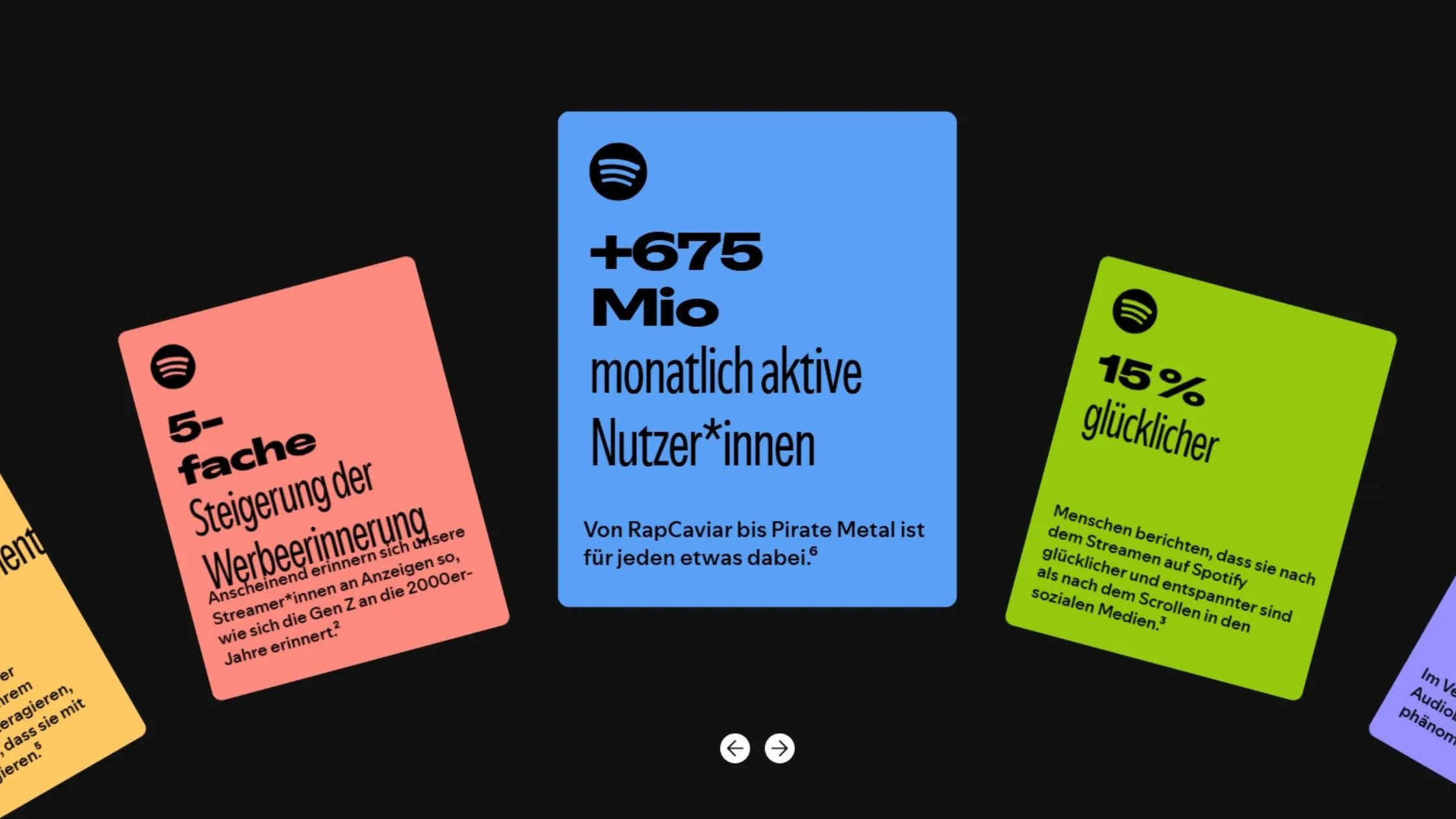 Screenshot Spotify Vorteile für Advertiser