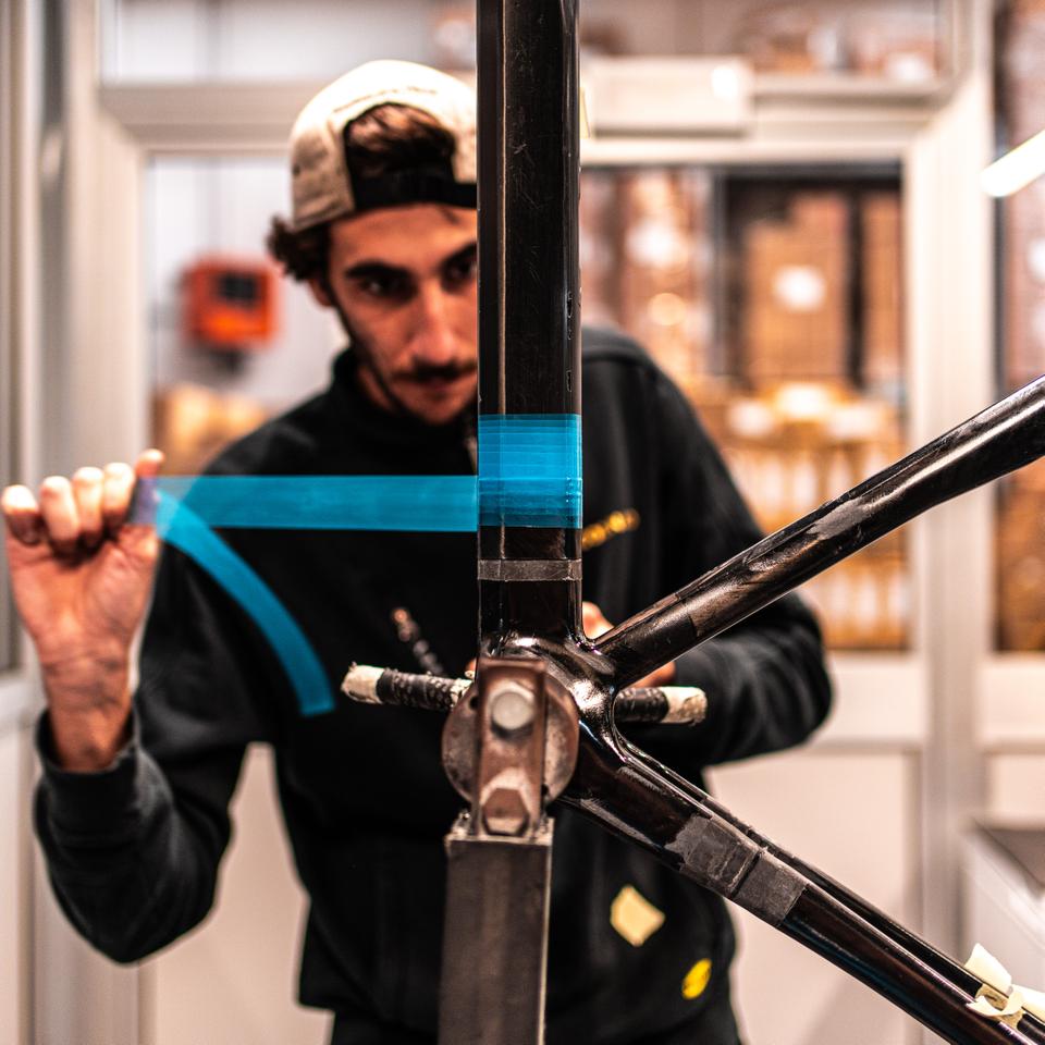 At Colnago's Cambiago site, tubes and joints are shaped, finished and glued to form frames of different sizes. Colnago