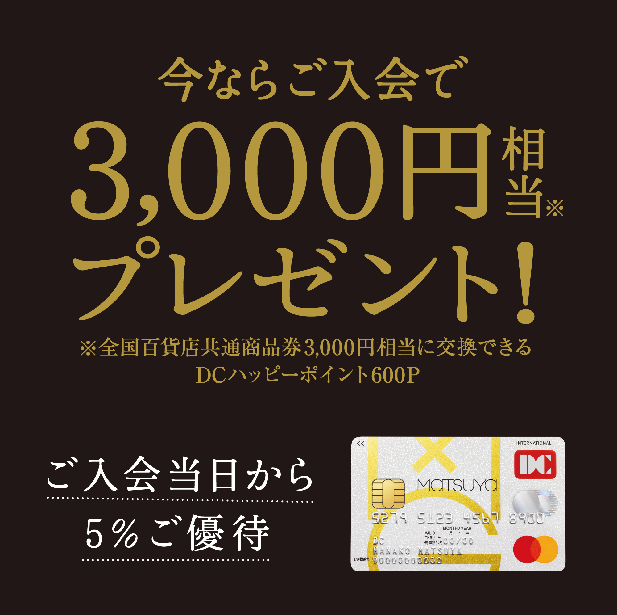 松屋DCカードご入会キャンペーン｜初年度5％優待＆3,000円相当の特典