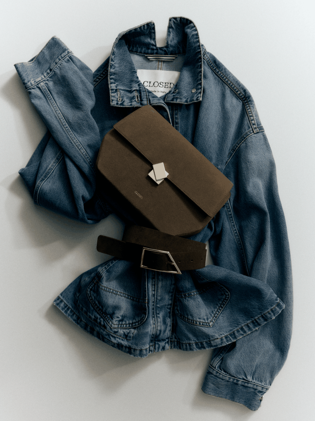 Closed Denim jacket and leather bag