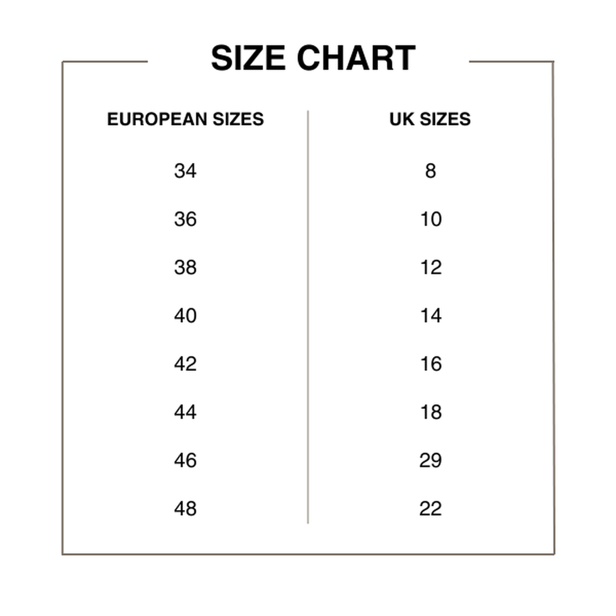 European size conversion womens best sale