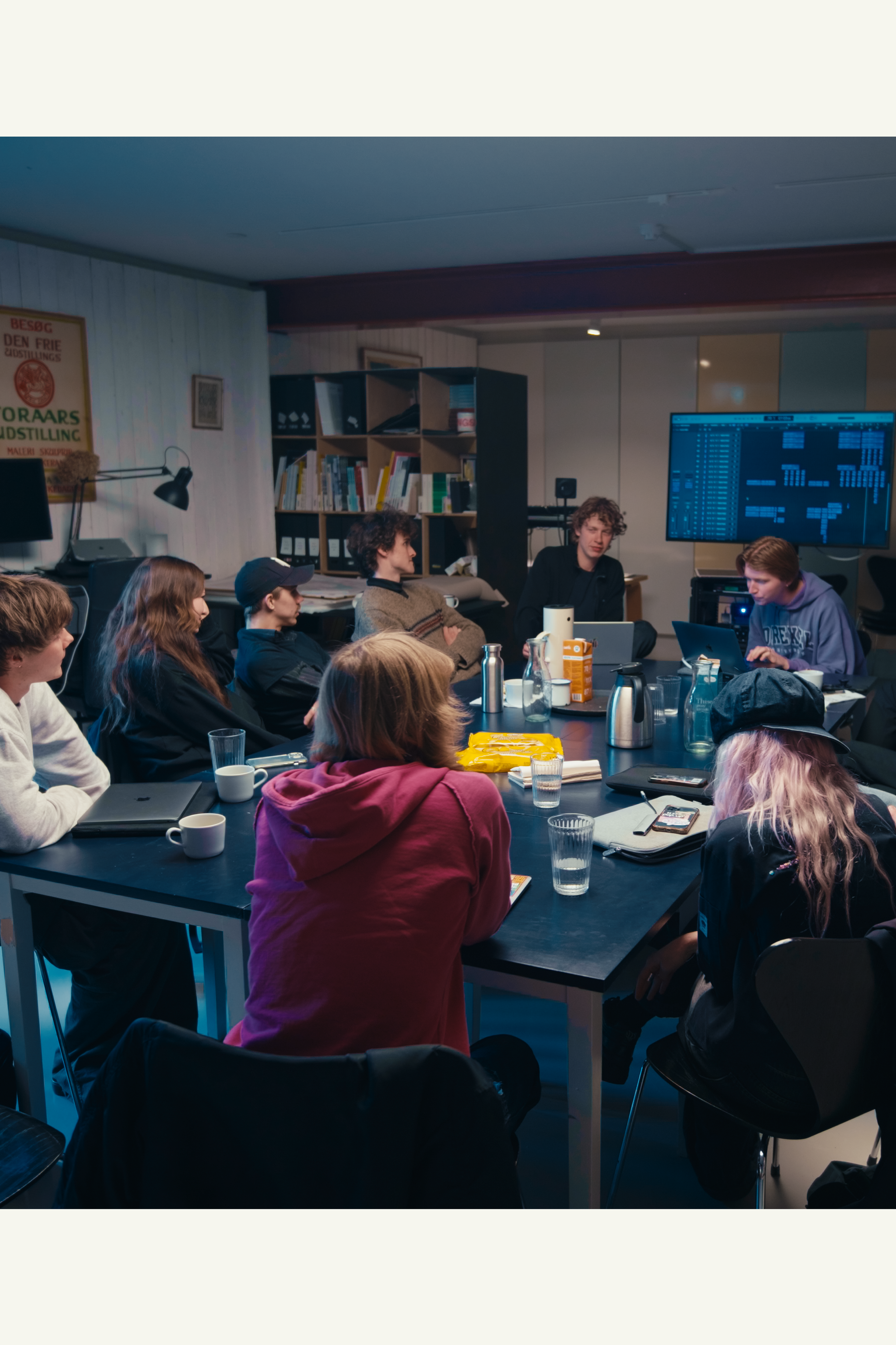 a group of people listening to music together
