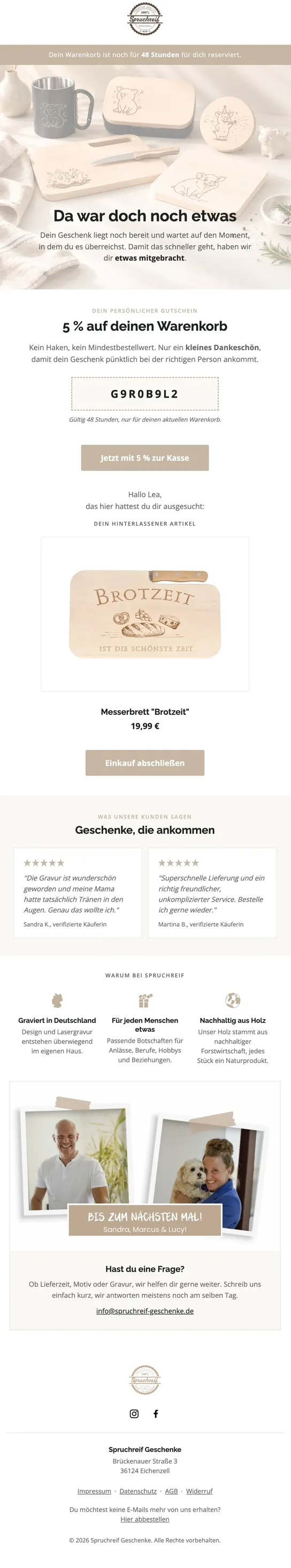 E-Mail-Template von Spruchreif: Du lässt uns doch nicht im Regen stehen?