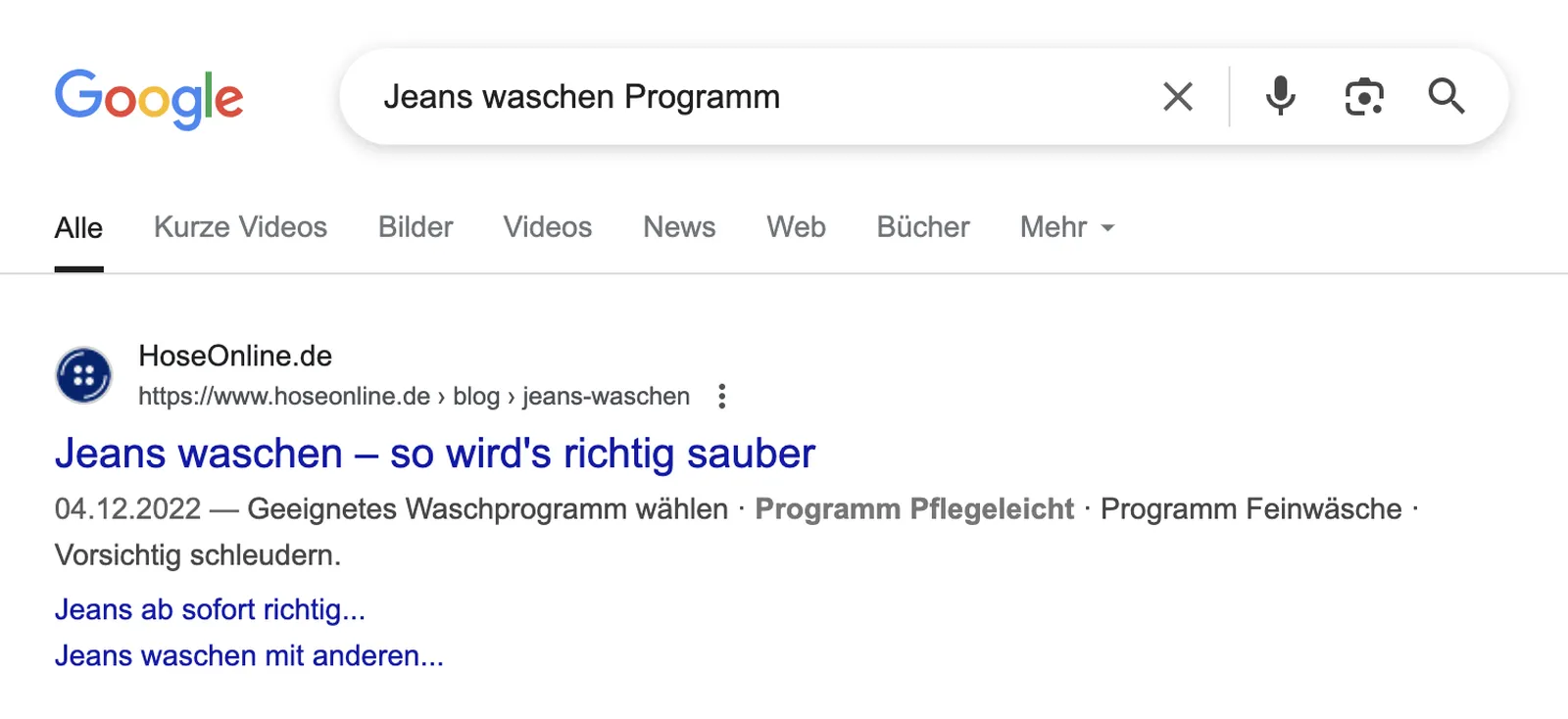 Keyword | Jeans waschen Programm